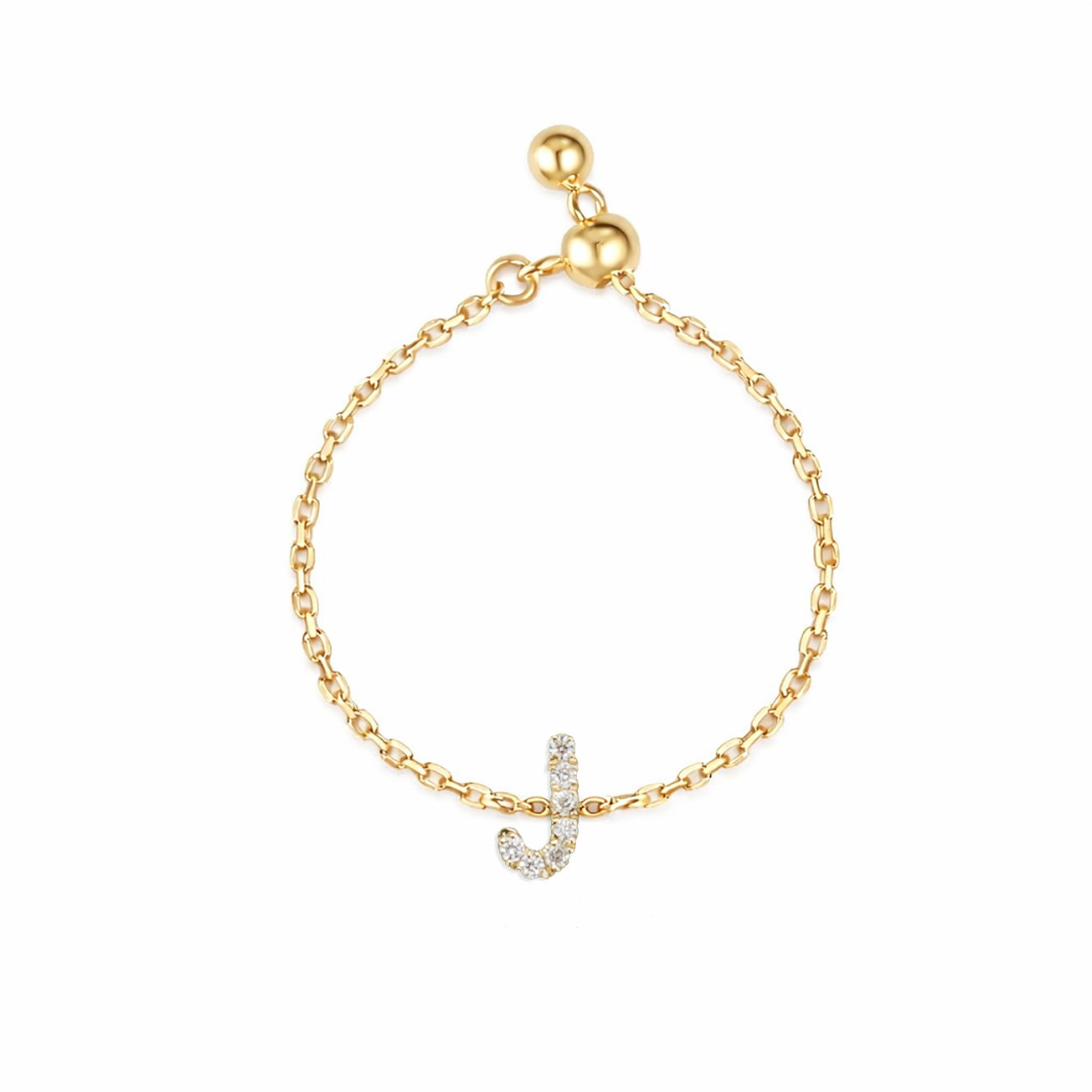 18K pavé Initial Chain Ring