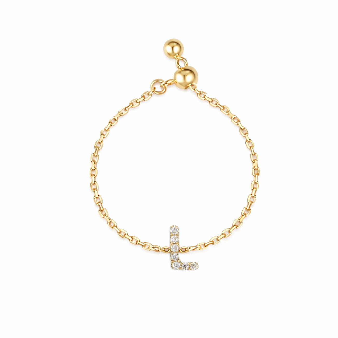 18K pavé Initial Chain Ring