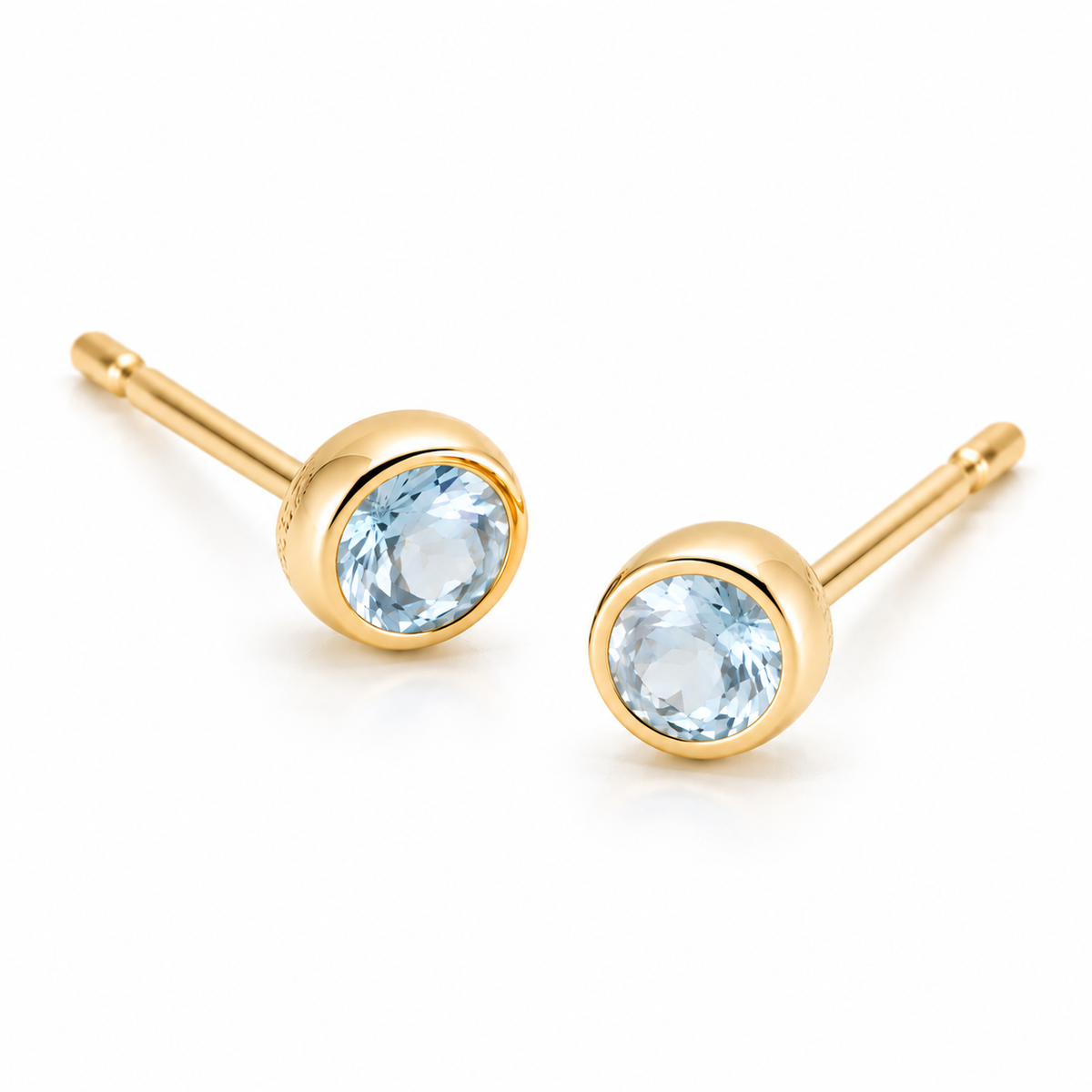 18K Yellow Gold Custom Birthstone Stud Earrings Collection Fantasilvia Jewelry