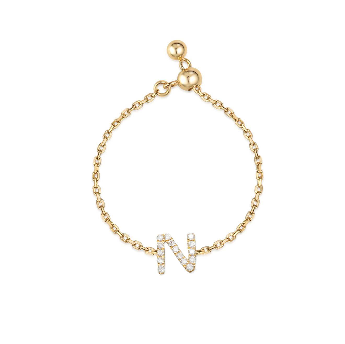 18K pavé Initial Chain Ring