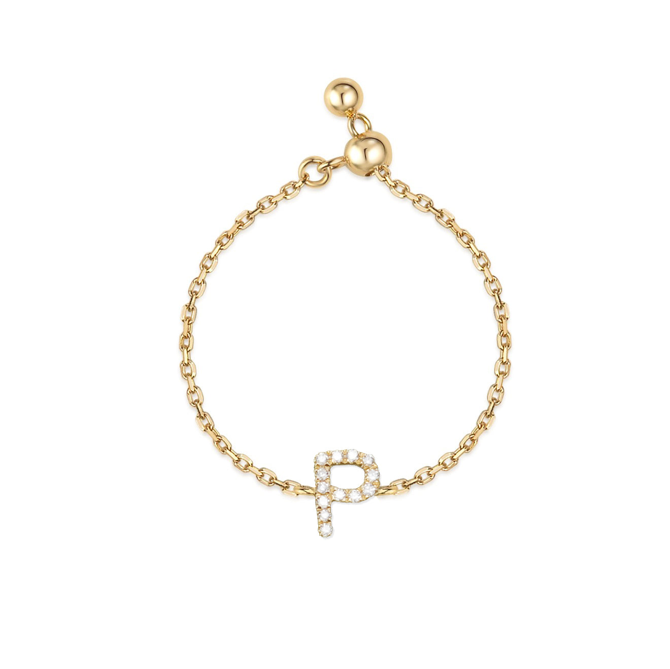 18K pavé Initial Chain Ring
