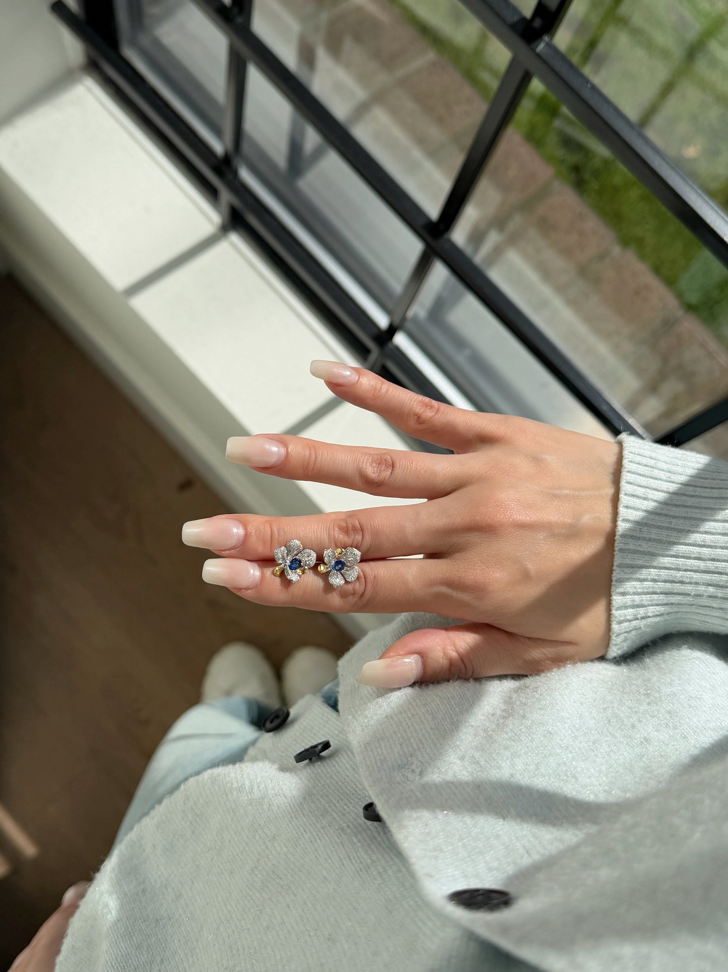 18K Starry Night Iris Sapphire Earrings