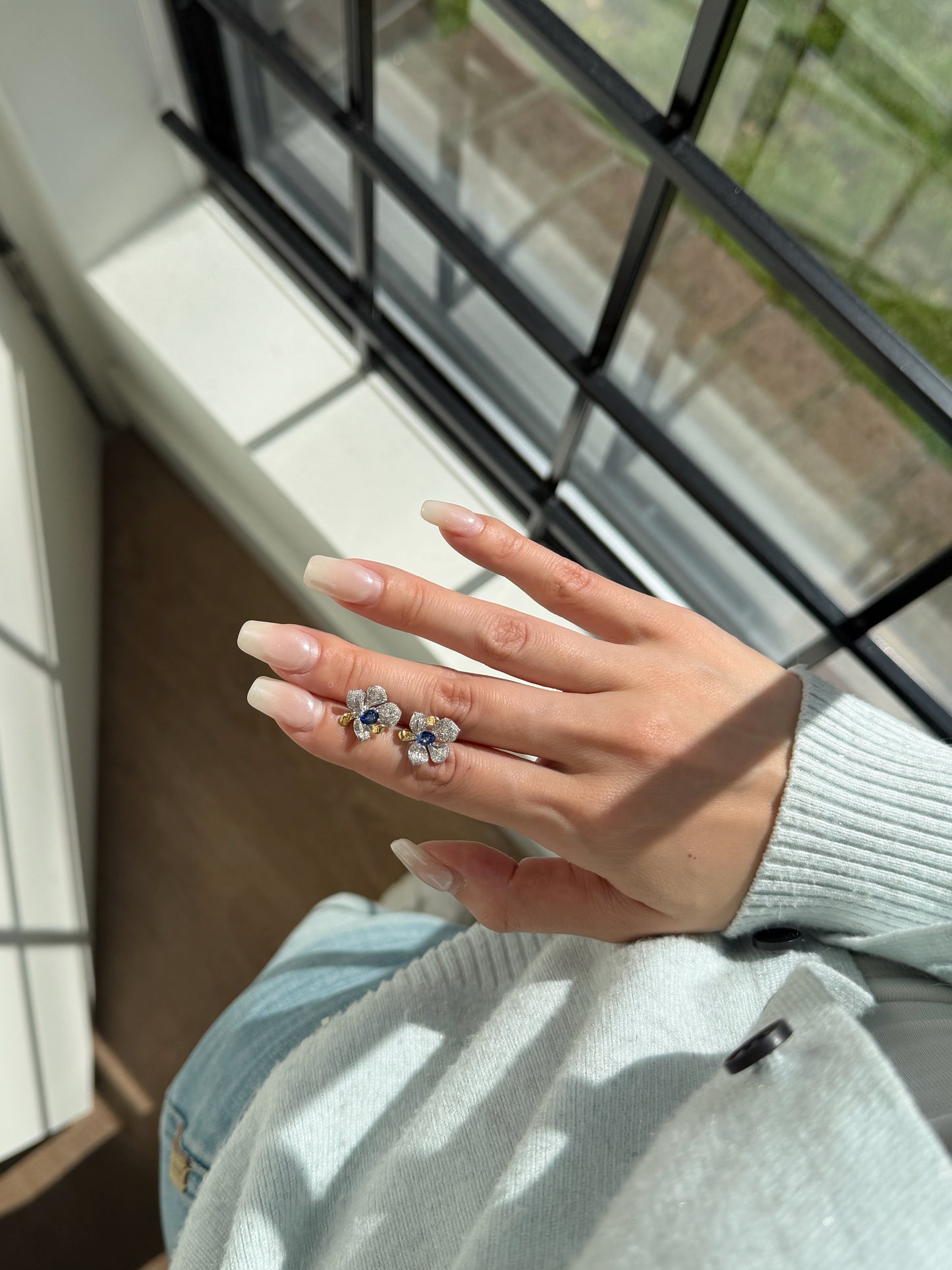 18K Starry Night Iris Sapphire Earrings