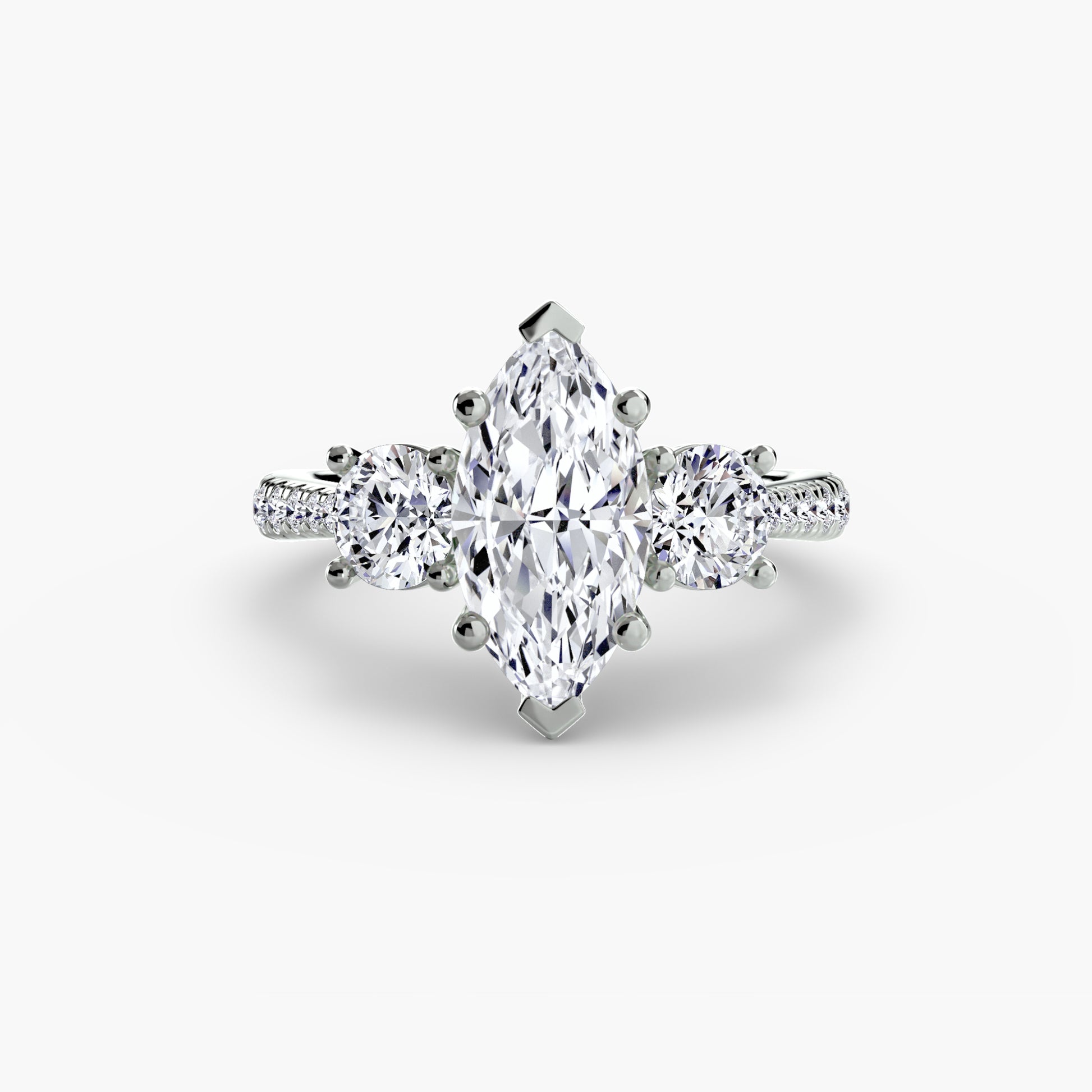 Three-Stone with Pavé Band Fantasilvia Jewelry