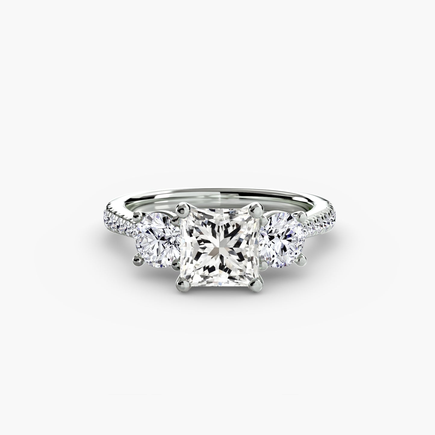 Three-Stone with Pavé Band Fantasilvia Jewelry