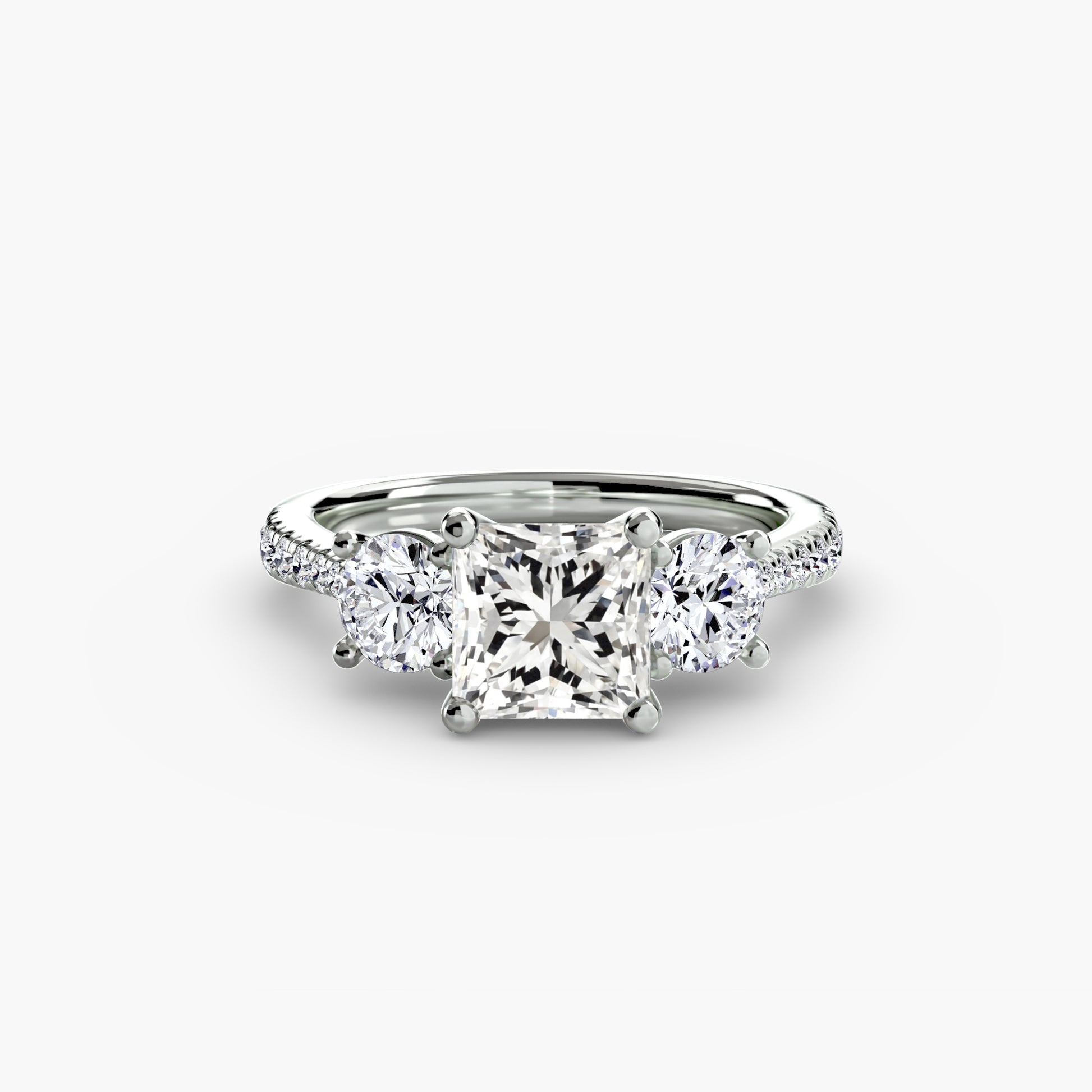 Three-Stone with Pavé Band Fantasilvia Jewelry