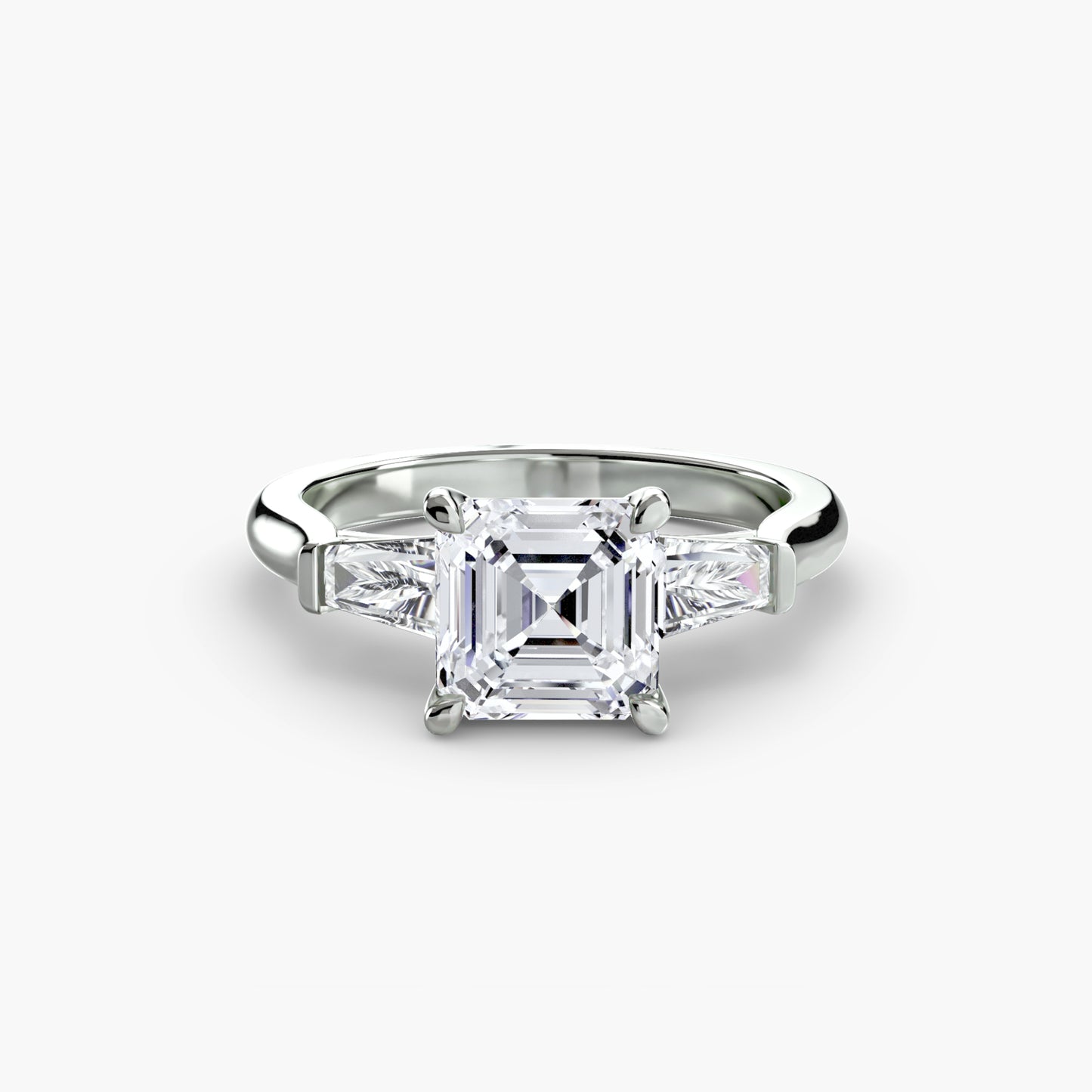 The Classic Three-Stone Ring (Baguette Side Stones) Fantasilvia Jewelry