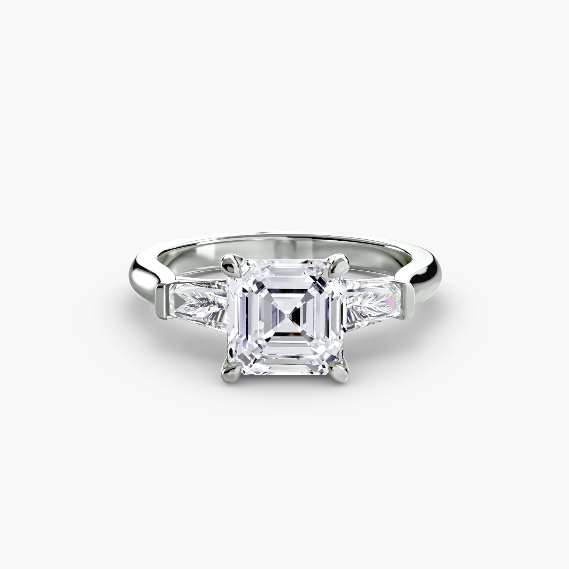 The Classic Three-Stone Ring (Baguette Side Stones) Fantasilvia Jewelry