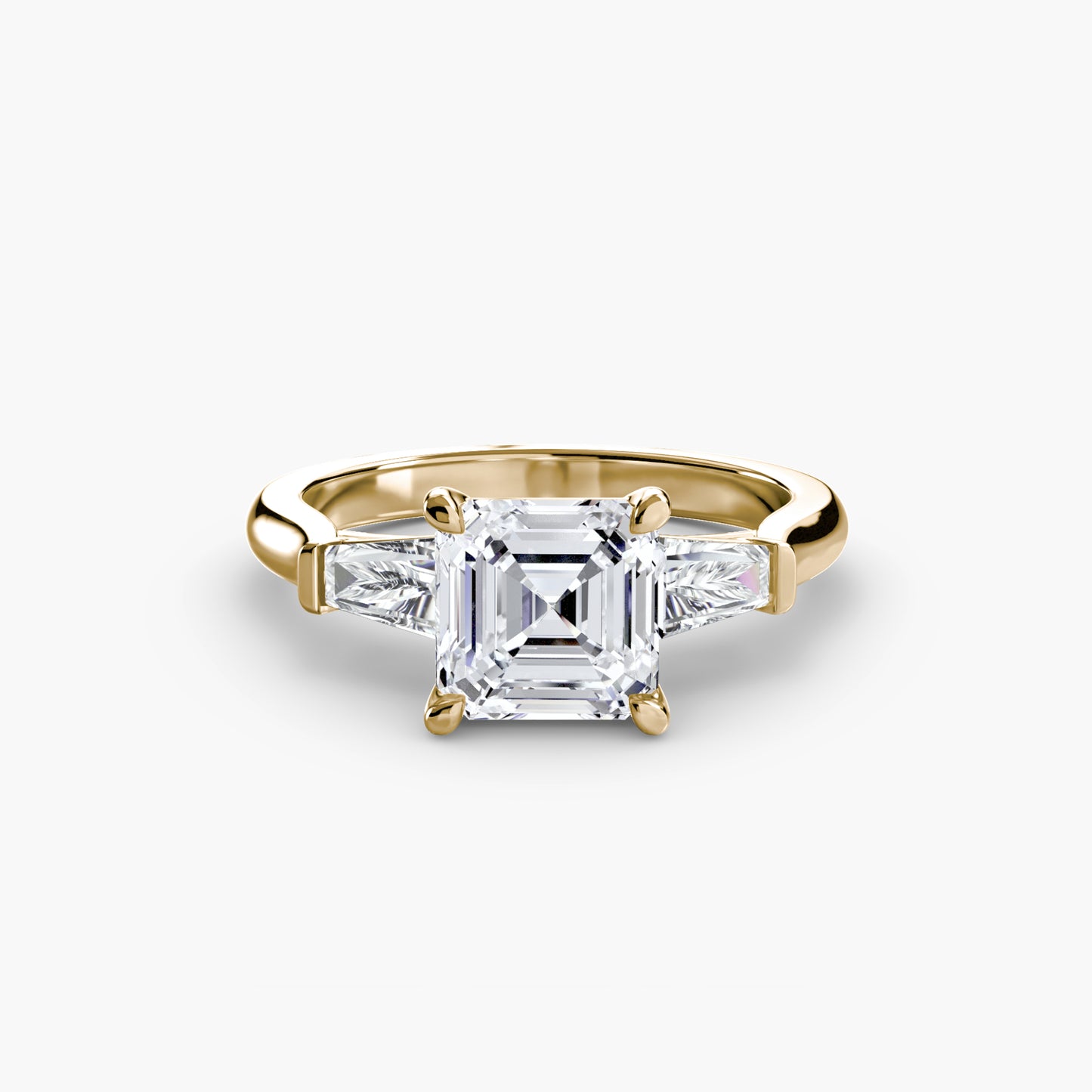The Classic Three-Stone Ring (Baguette Side Stones) Fantasilvia Jewelry