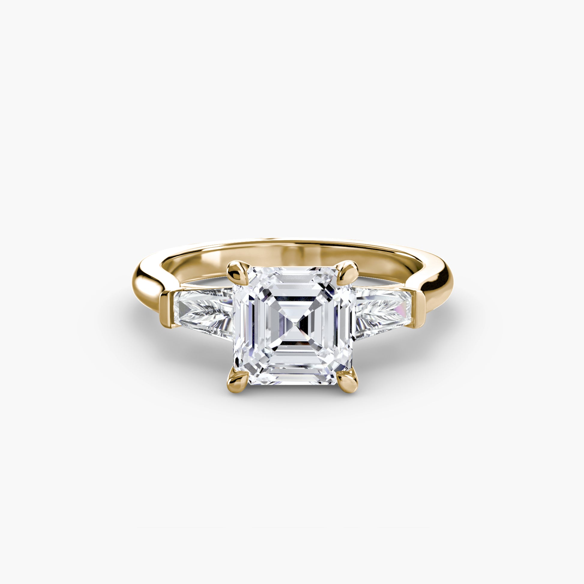 The Classic Three-Stone Ring (Baguette Side Stones) Fantasilvia Jewelry