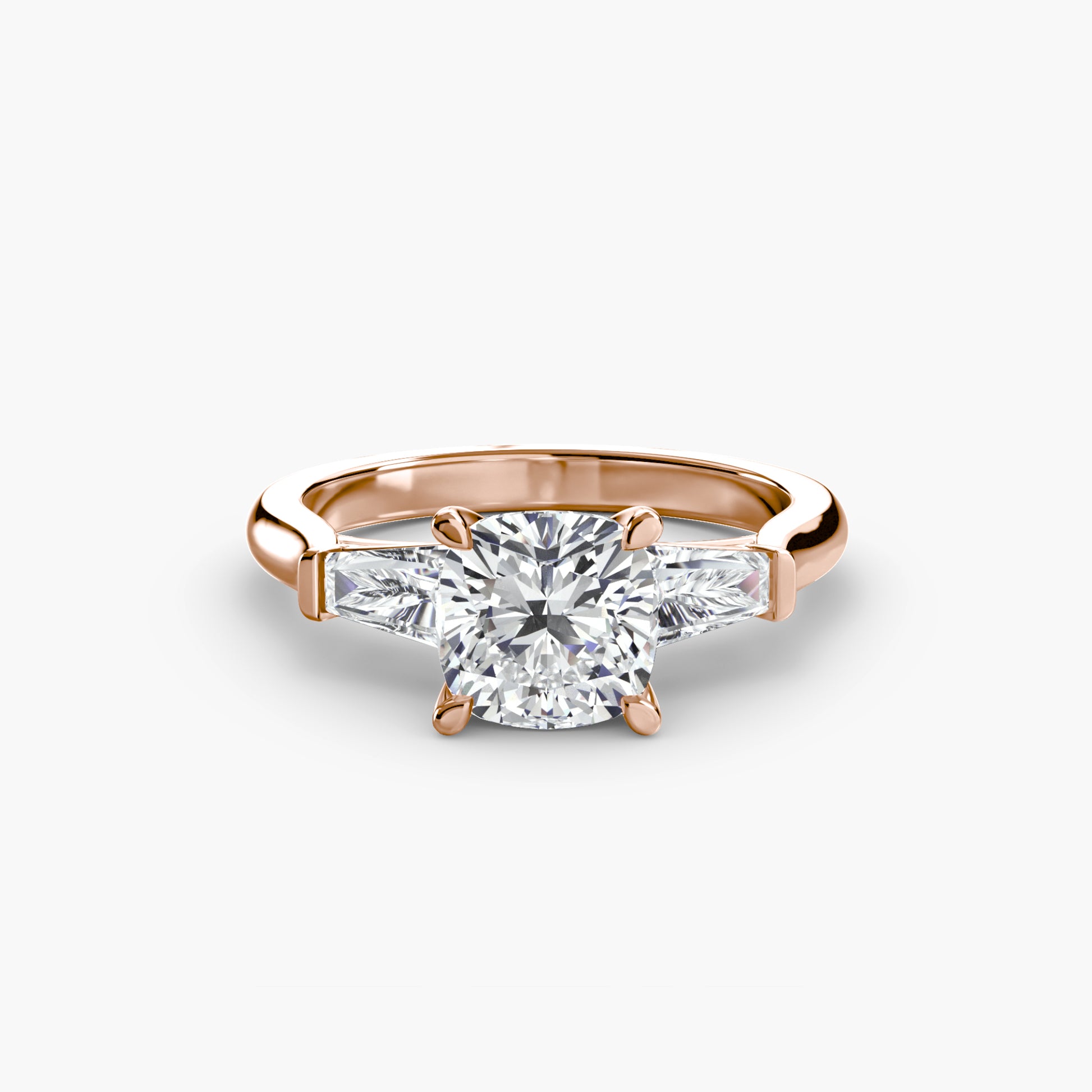 The Classic Three-Stone Ring (Baguette Side Stones) Fantasilvia Jewelry