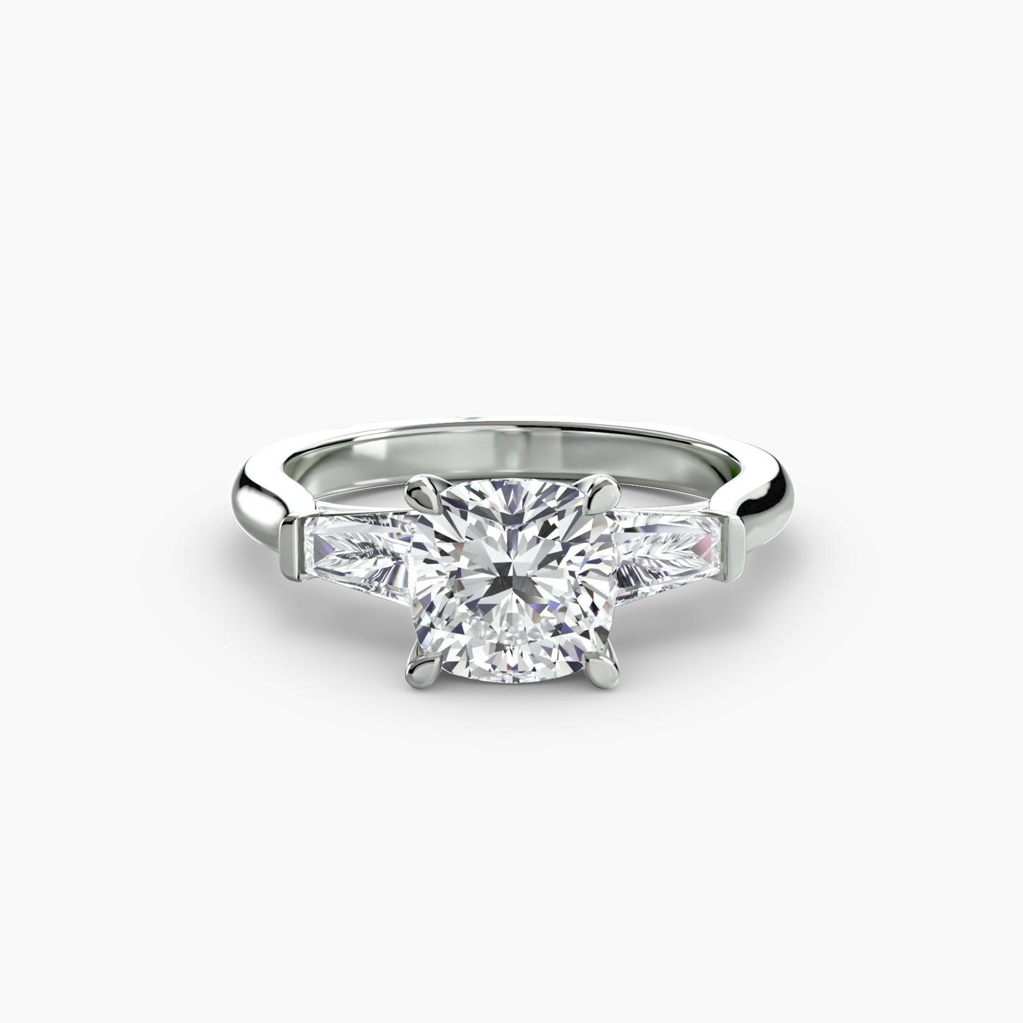 The Classic Three-Stone Ring (Baguette Side Stones) Fantasilvia Jewelry