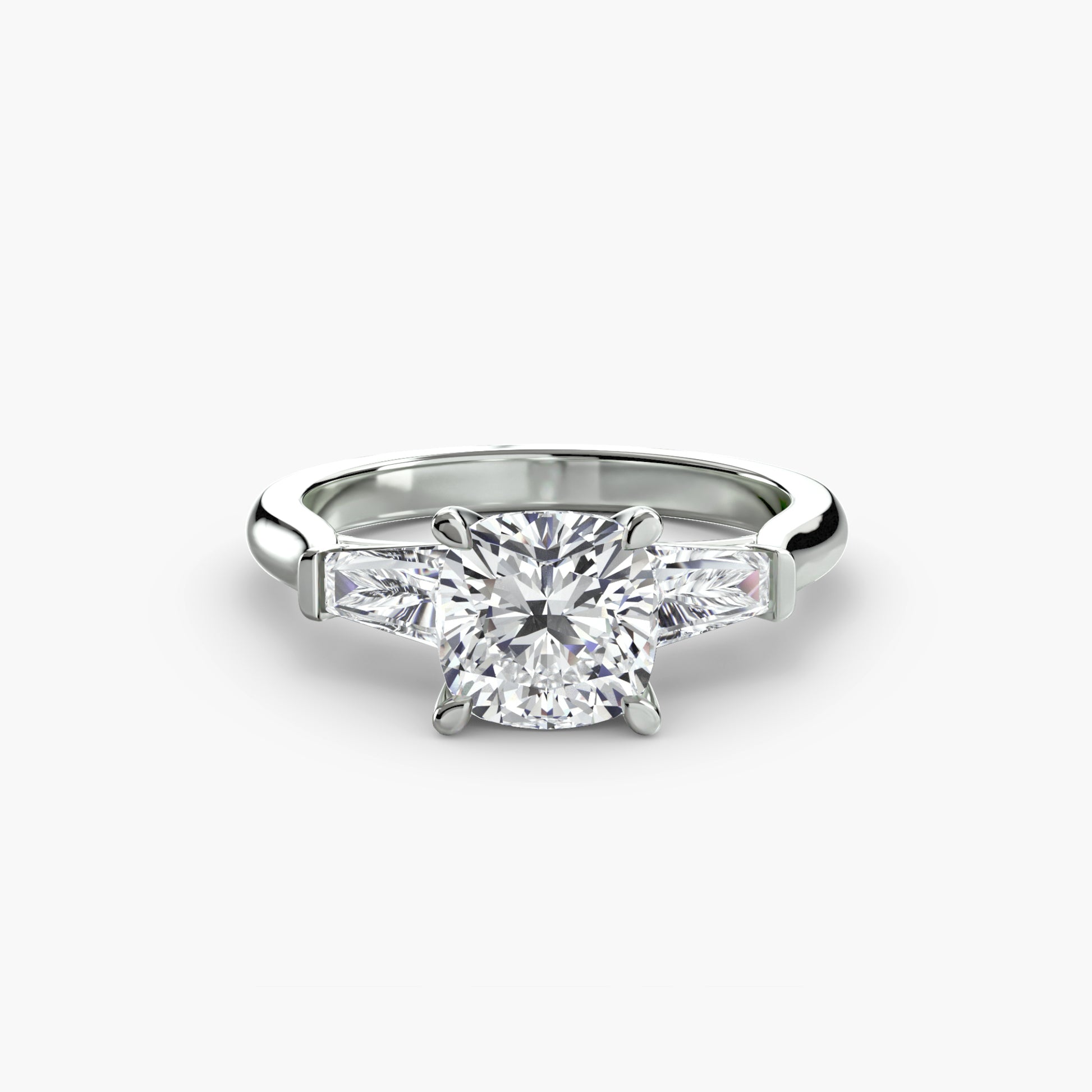 The Classic Three-Stone Ring (Baguette Side Stones) Fantasilvia Jewelry
