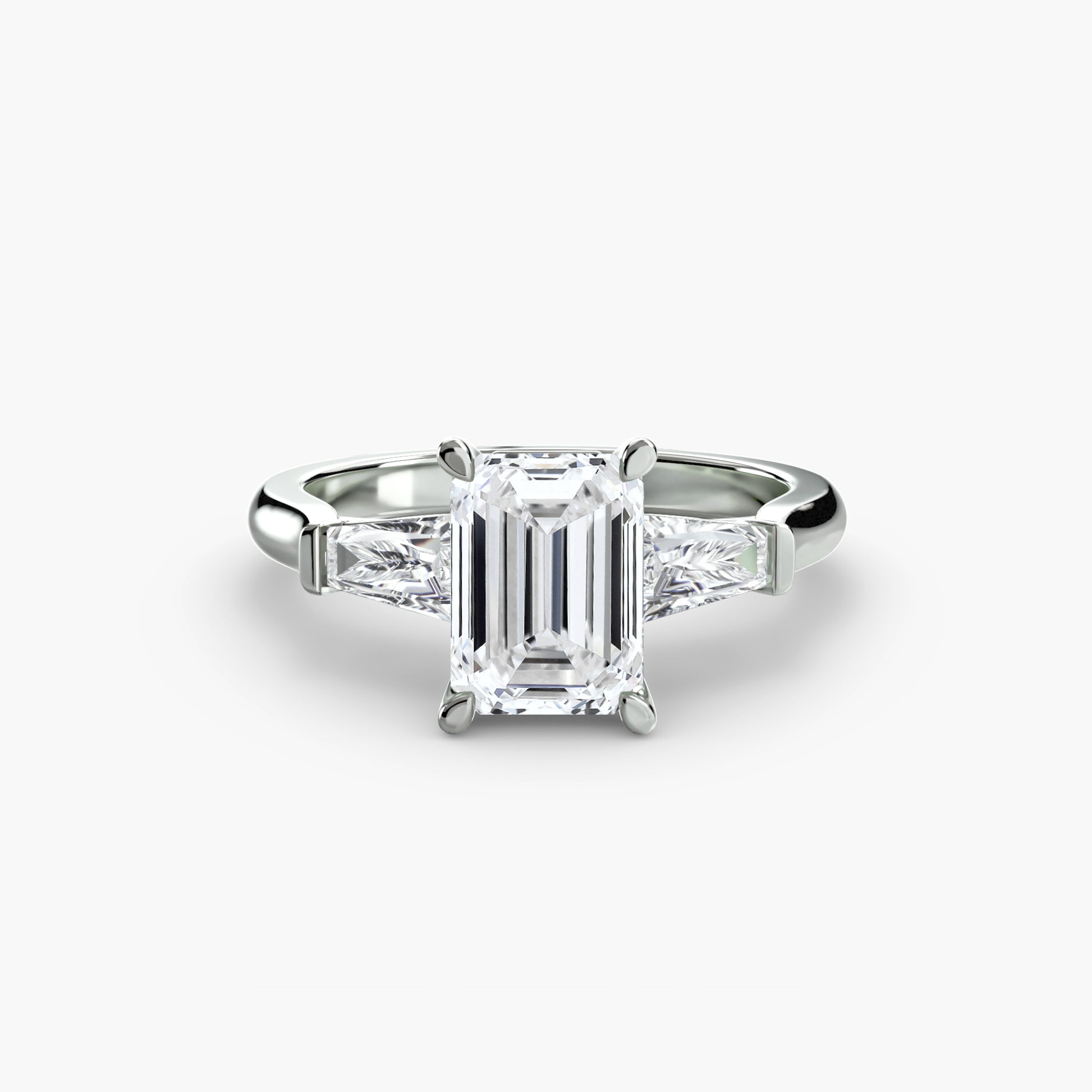The Classic Three-Stone Ring (Baguette Side Stones) Fantasilvia Jewelry
