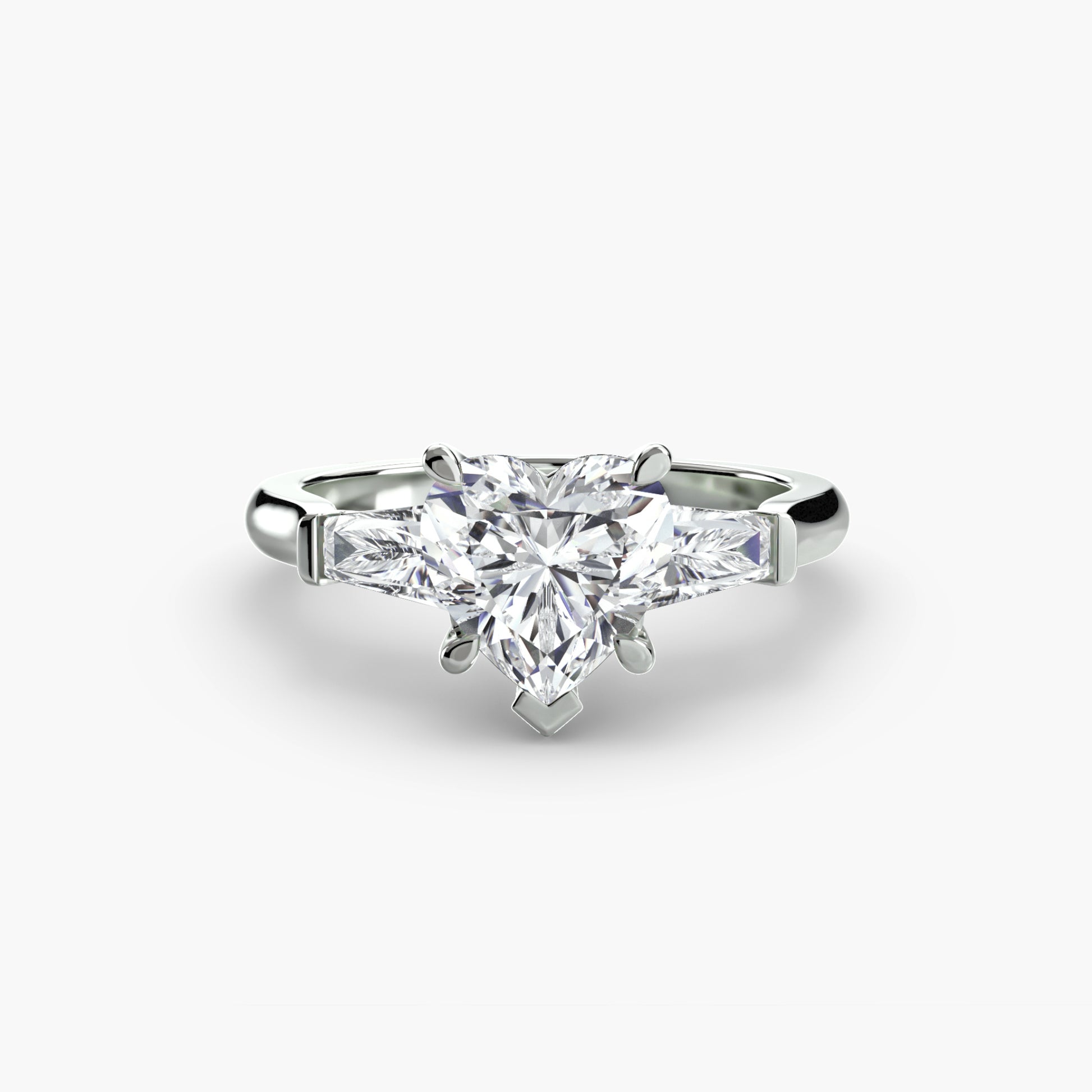 The Classic Three-Stone Ring (Baguette Side Stones) Fantasilvia Jewelry
