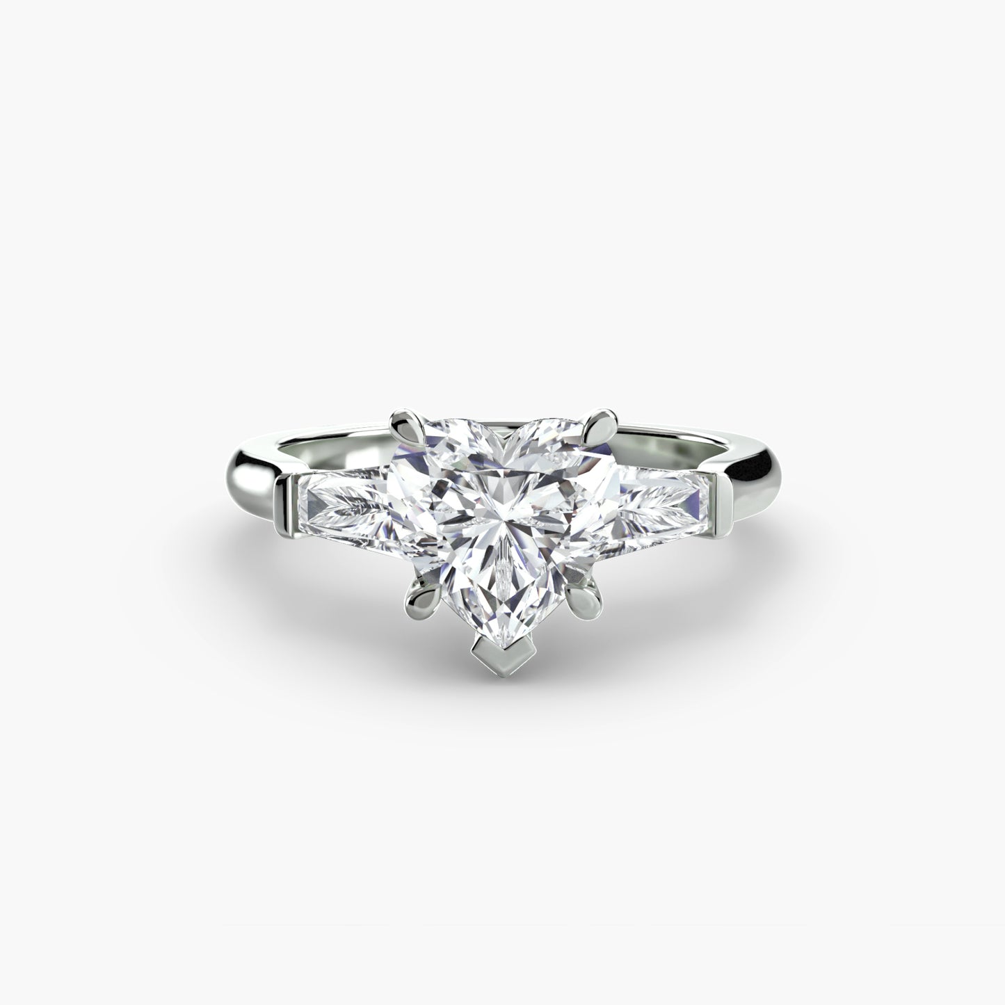 The Classic Three-Stone Ring (Baguette Side Stones) Fantasilvia Jewelry