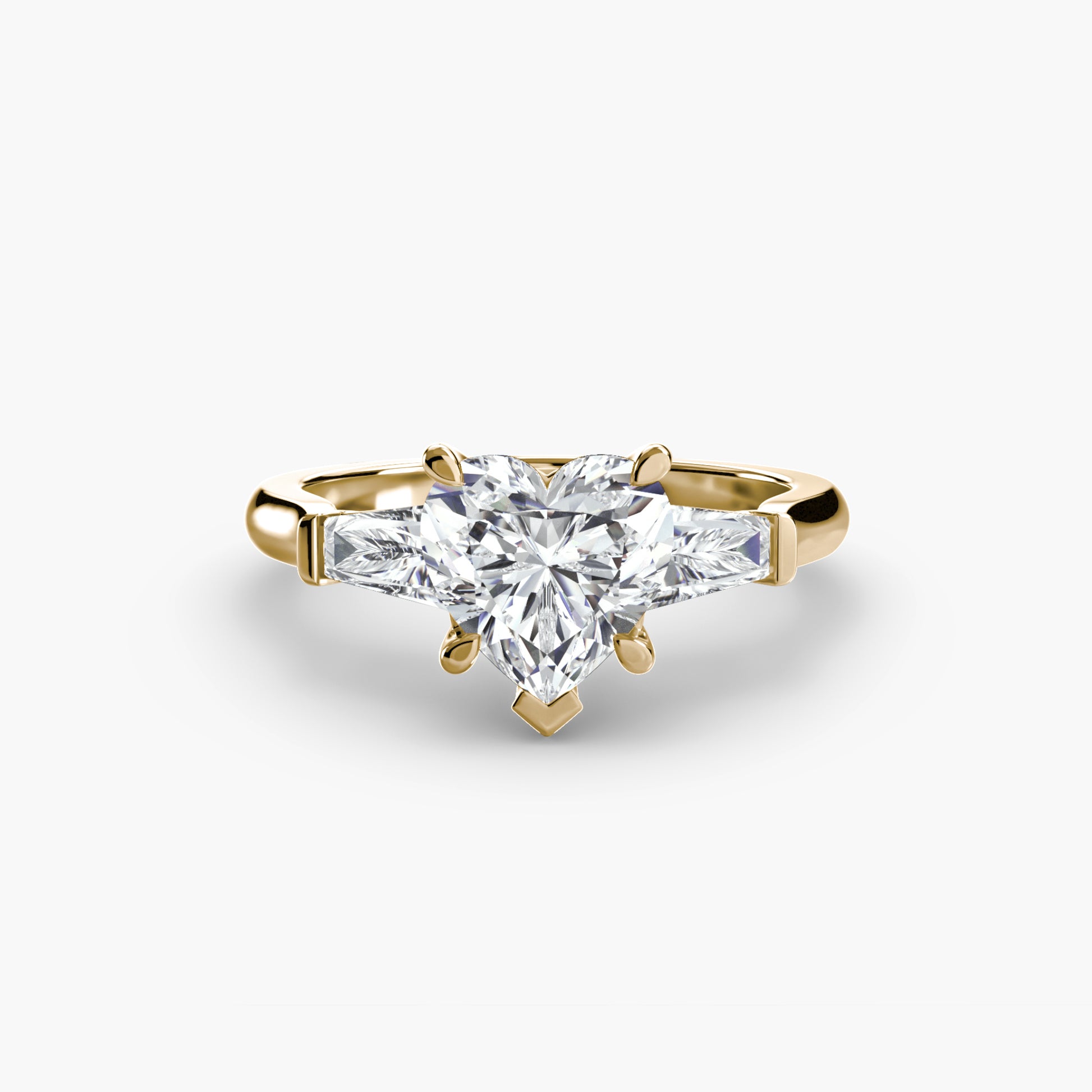 The Classic Three-Stone Ring (Baguette Side Stones) Fantasilvia Jewelry