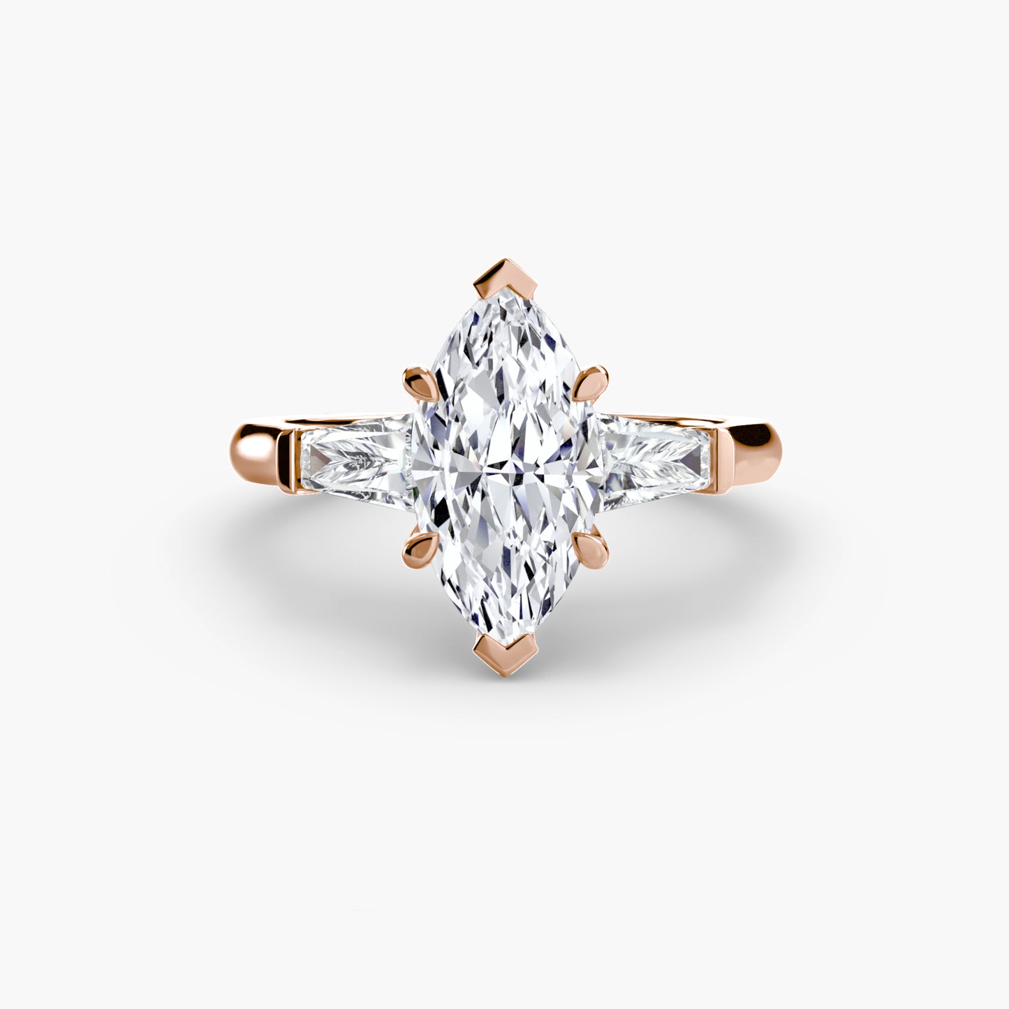 The Classic Three-Stone Ring (Baguette Side Stones) Fantasilvia Jewelry