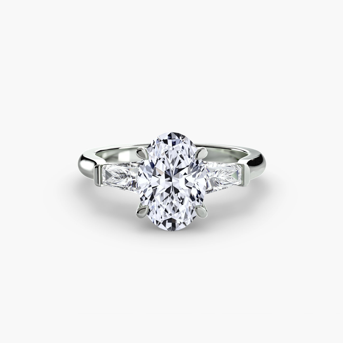 The Classic Three-Stone Ring (Baguette Side Stones) Fantasilvia Jewelry