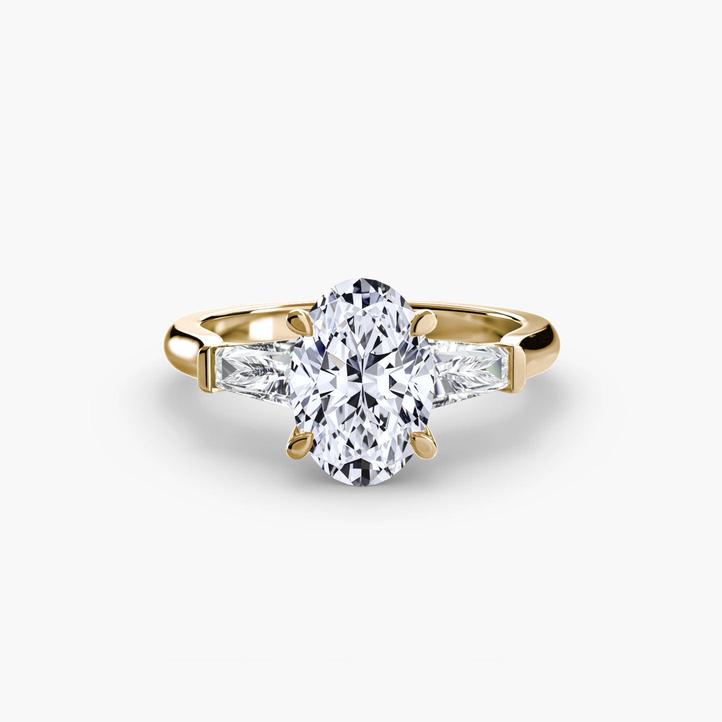 The Classic Three-Stone Ring (Baguette Side Stones) Fantasilvia Jewelry