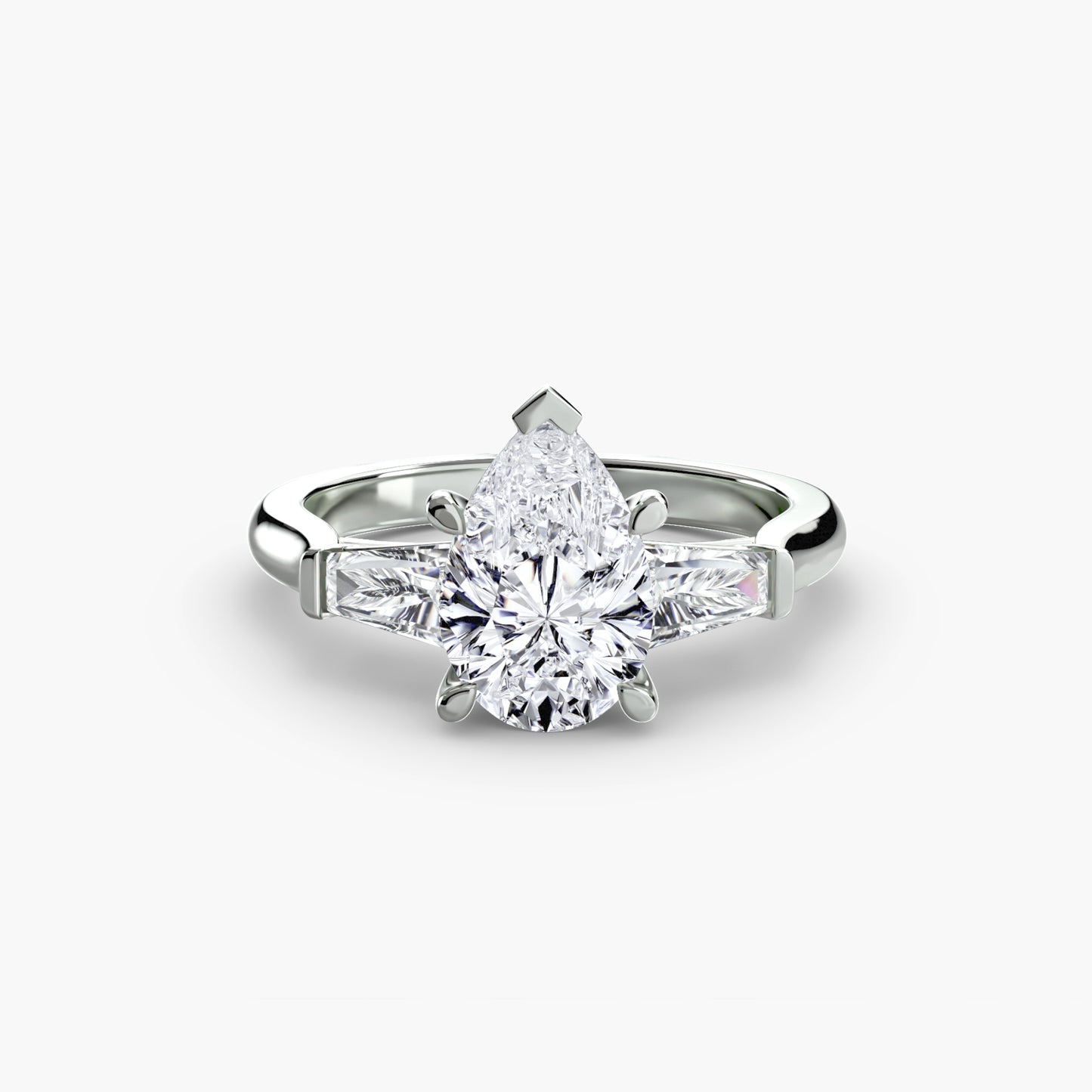 The Classic Three-Stone Ring (Baguette Side Stones) Fantasilvia Jewelry