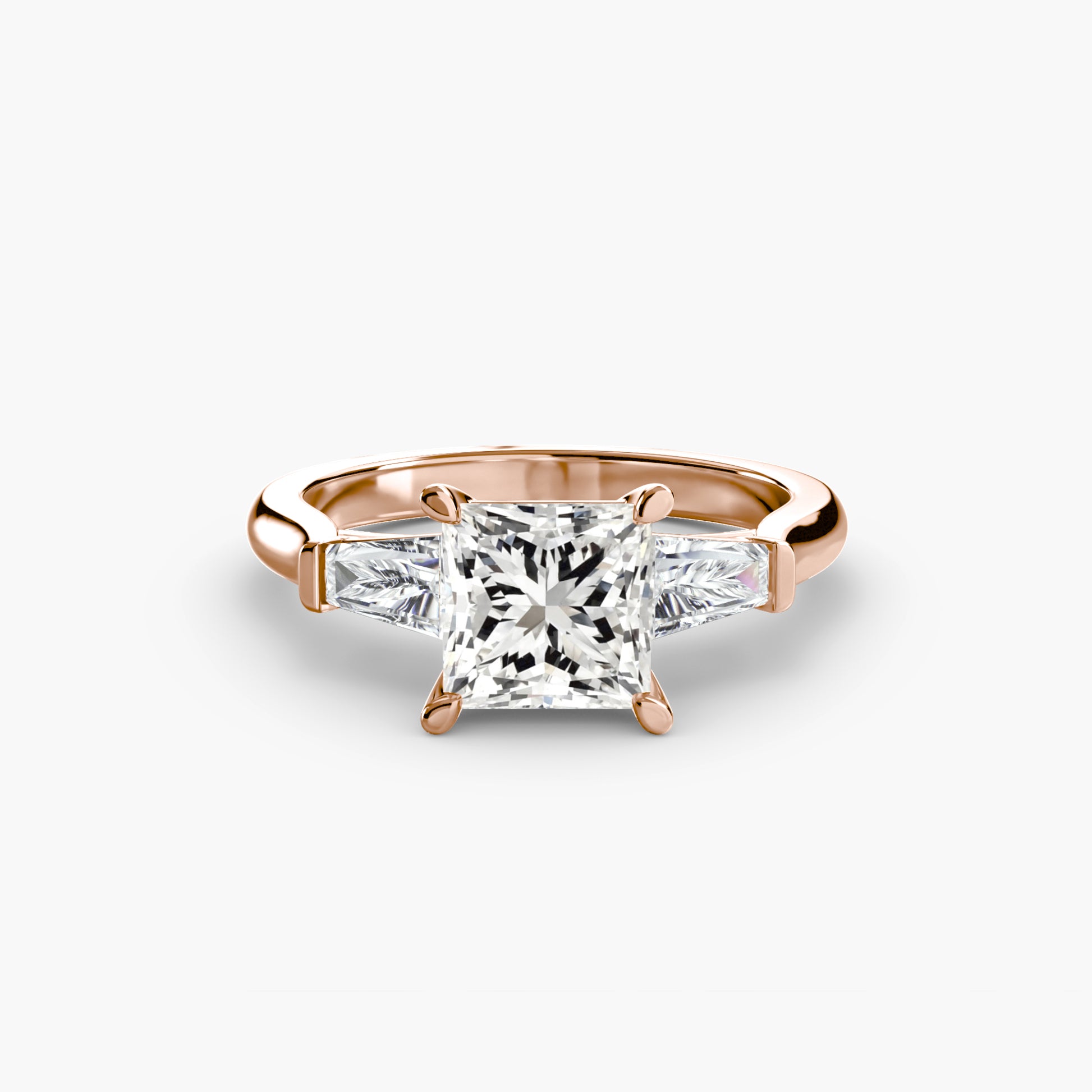 The Classic Three-Stone Ring (Baguette Side Stones) Fantasilvia Jewelry