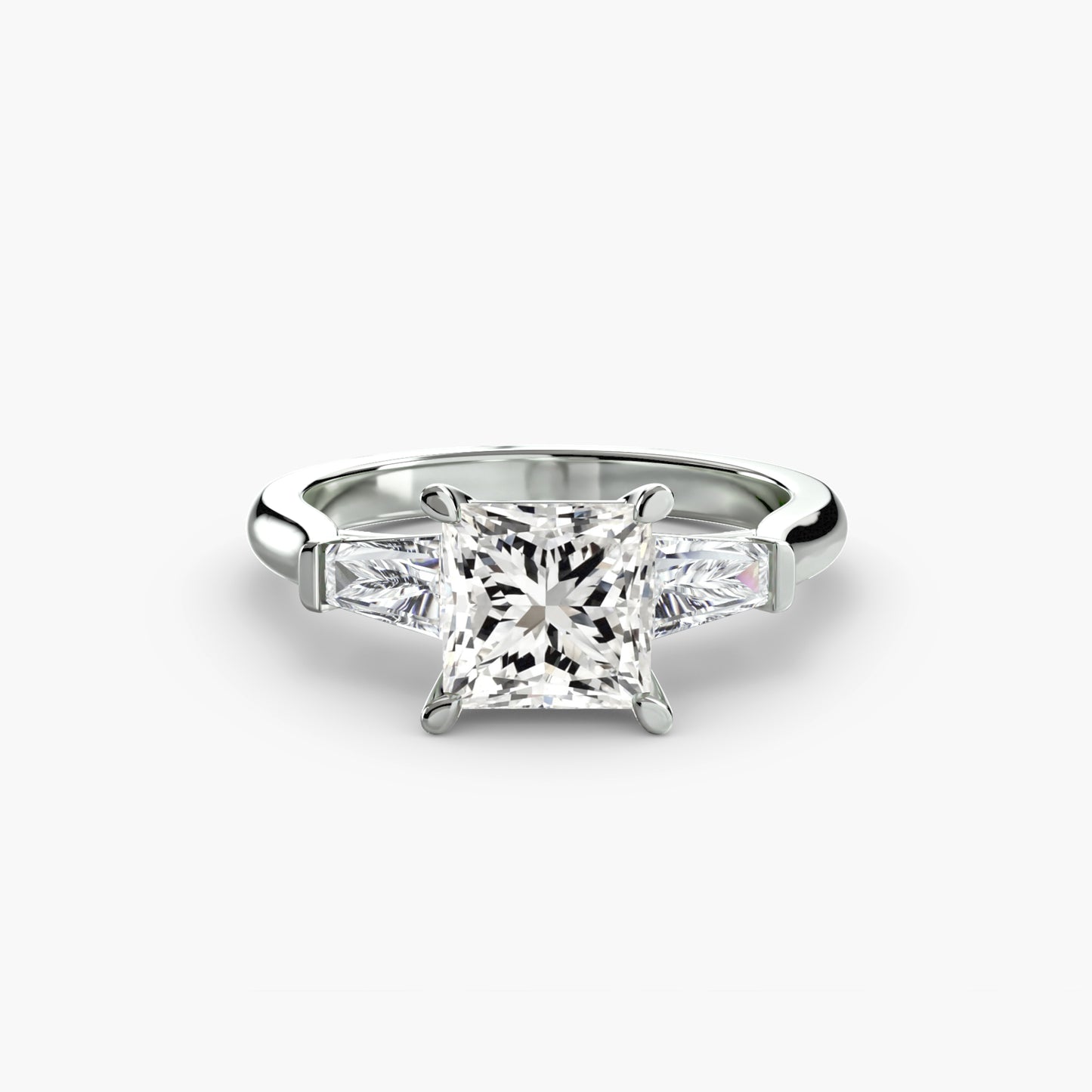 The Classic Three-Stone Ring (Baguette Side Stones) Fantasilvia Jewelry