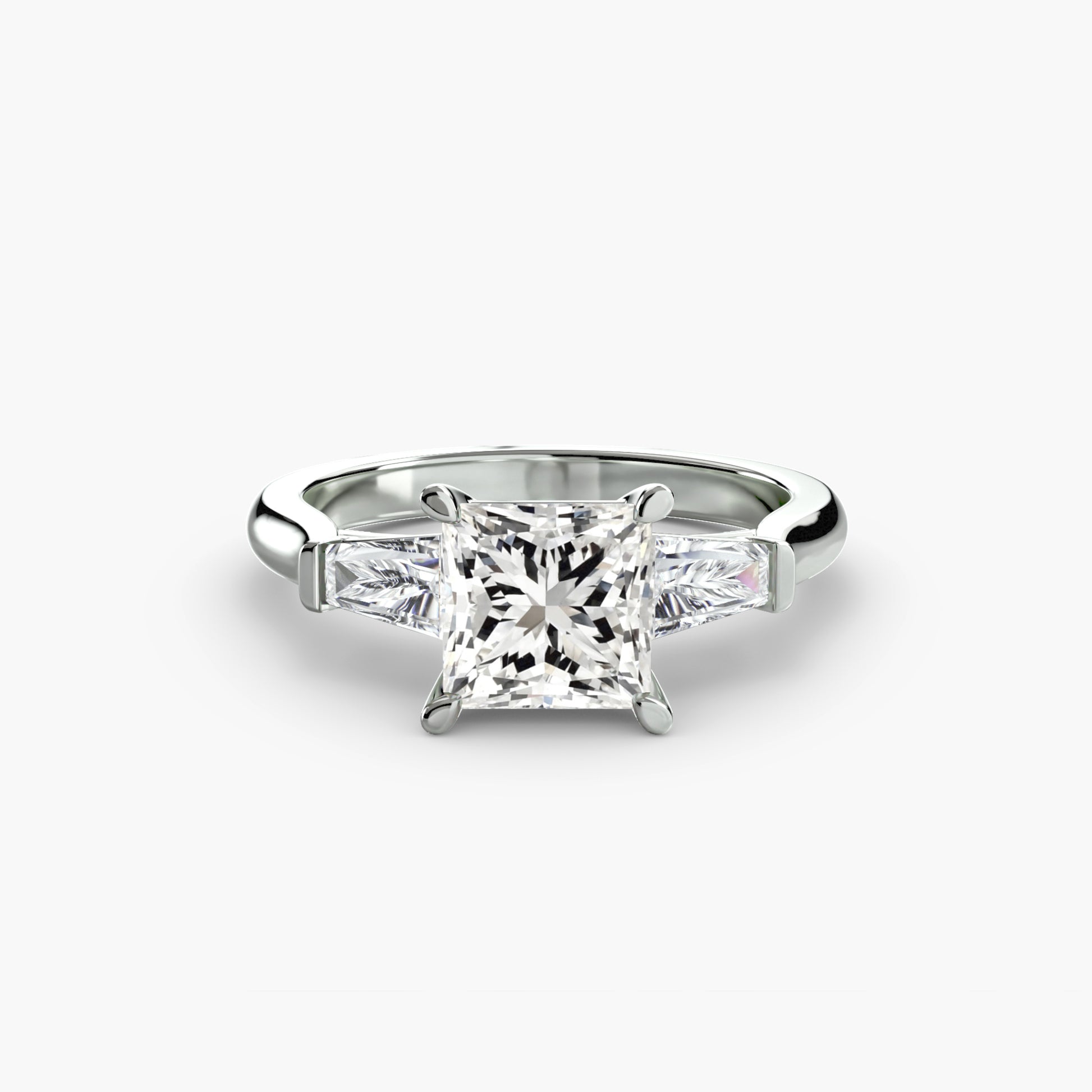 The Classic Three-Stone Ring (Baguette Side Stones) Fantasilvia Jewelry