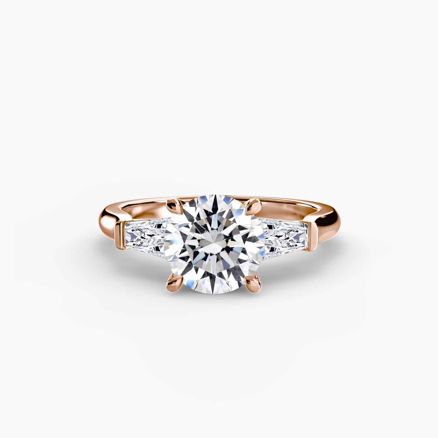 The Classic Three-Stone Ring (Baguette Side Stones) Fantasilvia Jewelry