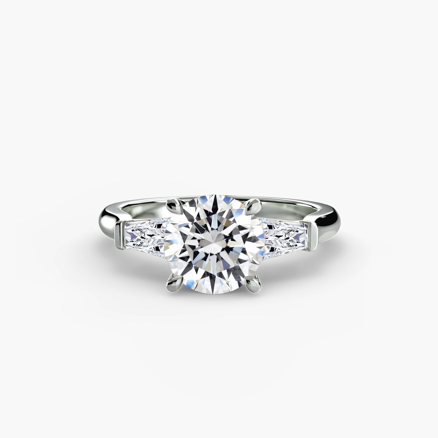 The Classic Three-Stone Ring (Baguette Side Stones) Fantasilvia Jewelry