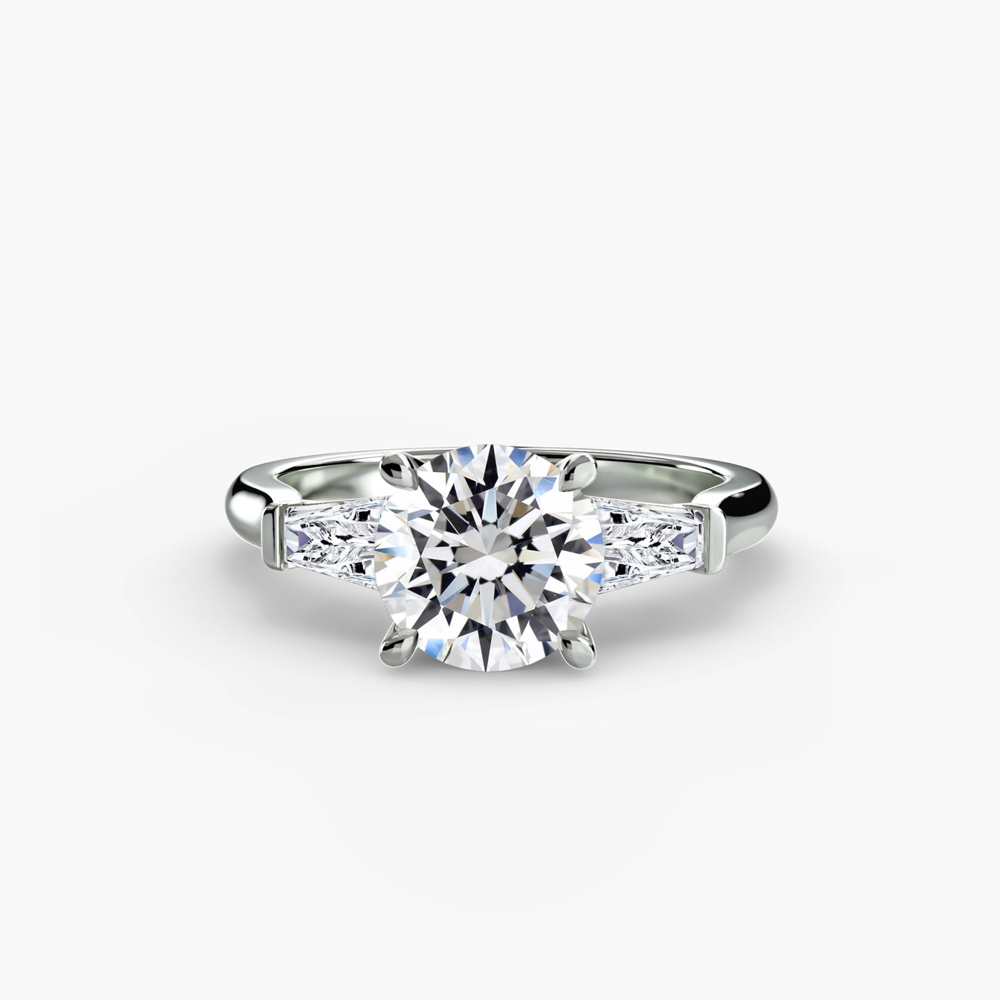 The Classic Three-Stone Ring (Baguette Side Stones) Fantasilvia Jewelry