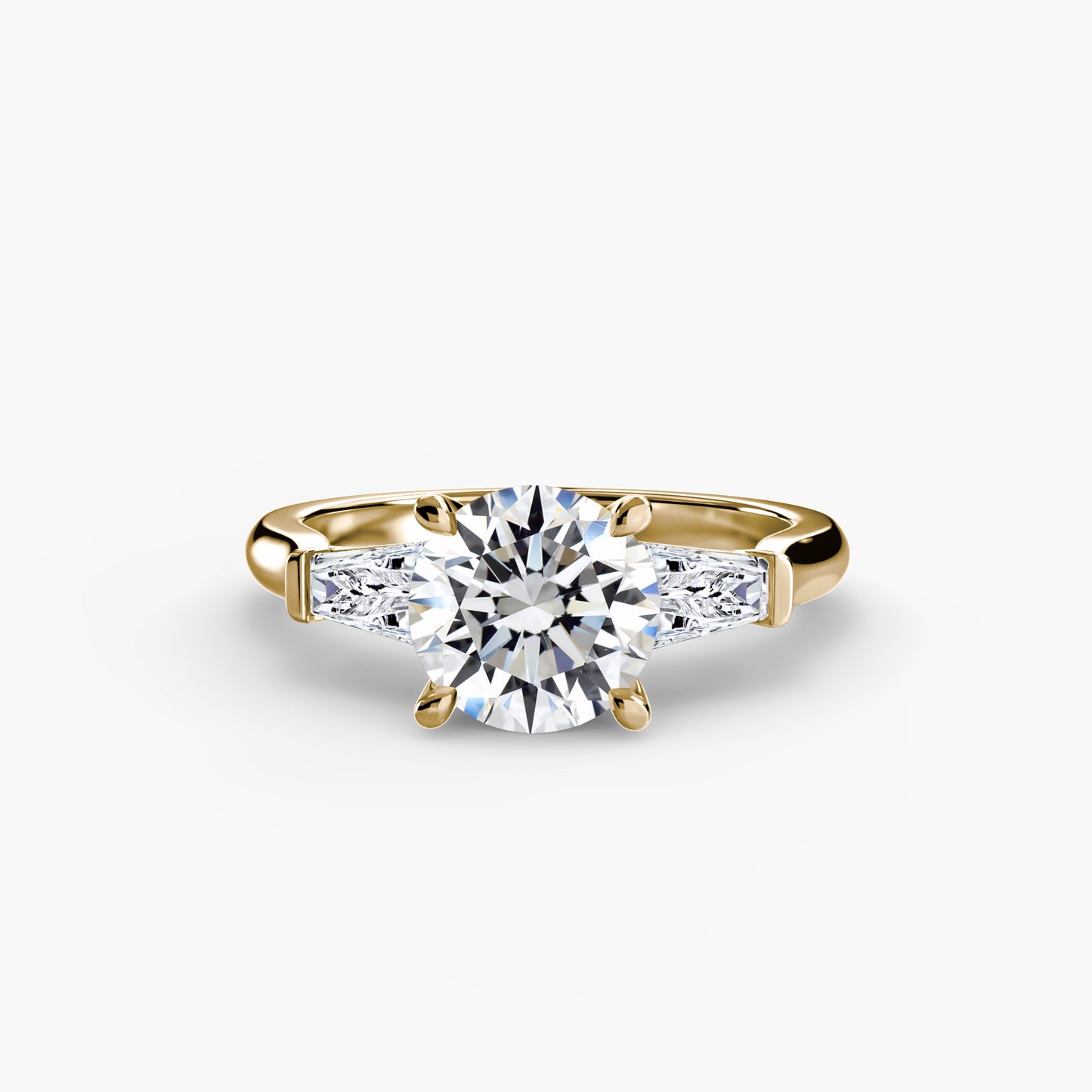 The Classic Three-Stone Ring (Baguette Side Stones) Fantasilvia Jewelry