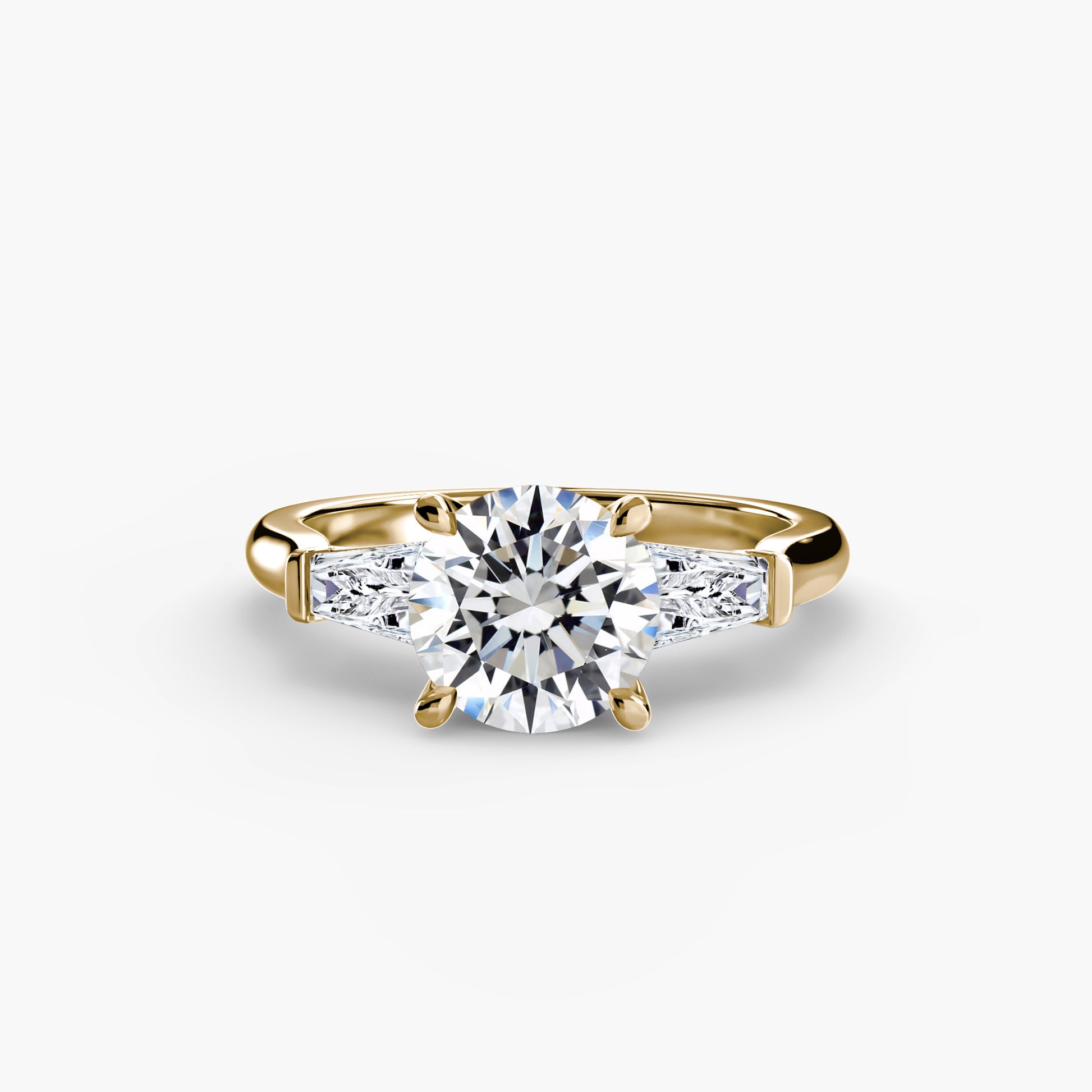 The Classic Three-Stone Ring (Baguette Side Stones) Fantasilvia Jewelry