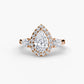 Three-Stone Ring with Halo Fantasilvia Jewelry