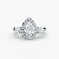 Three-Stone Ring with Halo Fantasilvia Jewelry
