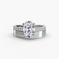 Wide Band Solitaire with Pavé Band Fantasilvia Jewelry