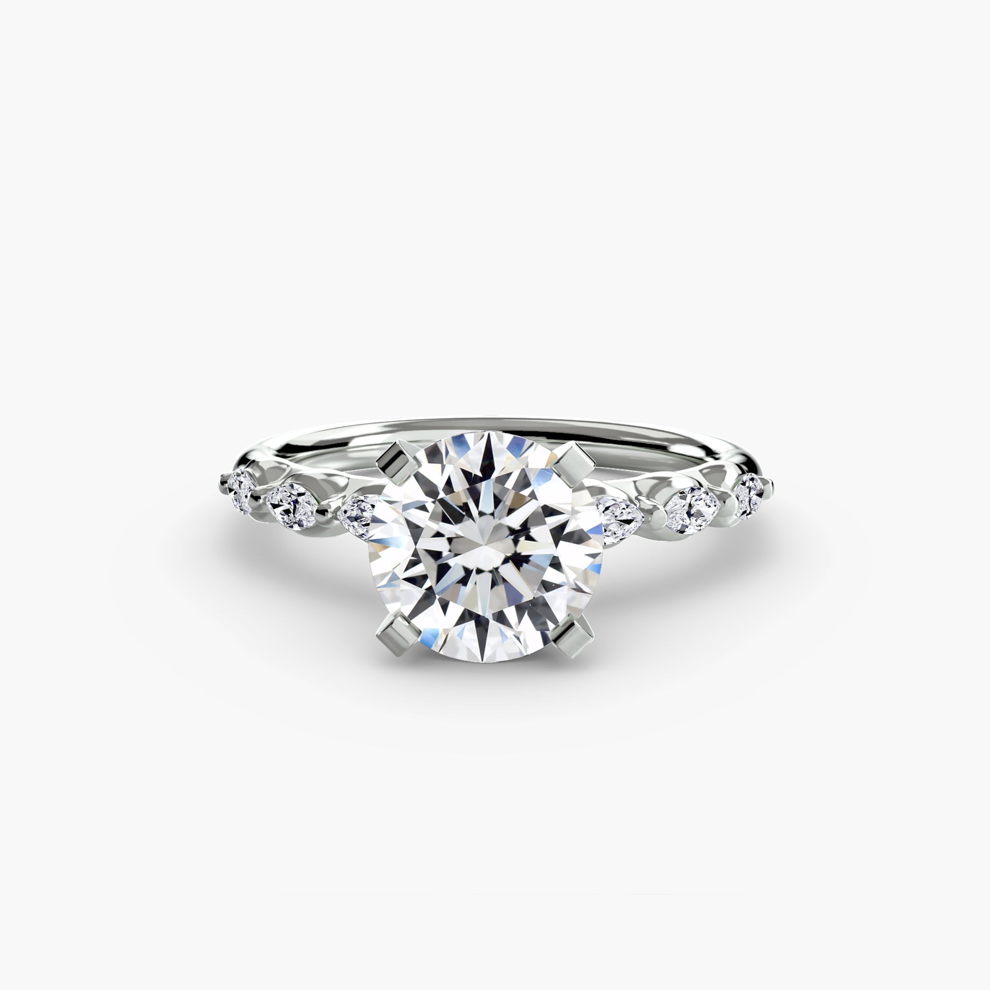 The Floral Accent Solitaire Fantasilvia Jewelry