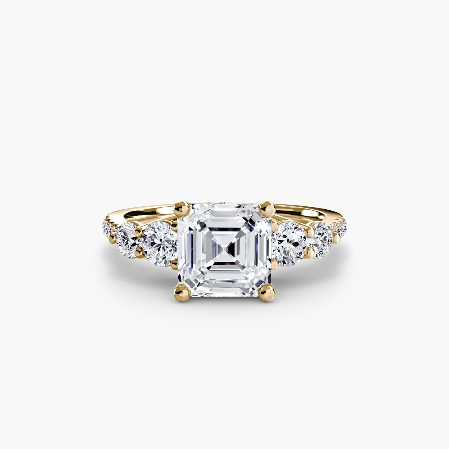 Five Stone Ring with Pavé Band Fantasilvia Jewelry