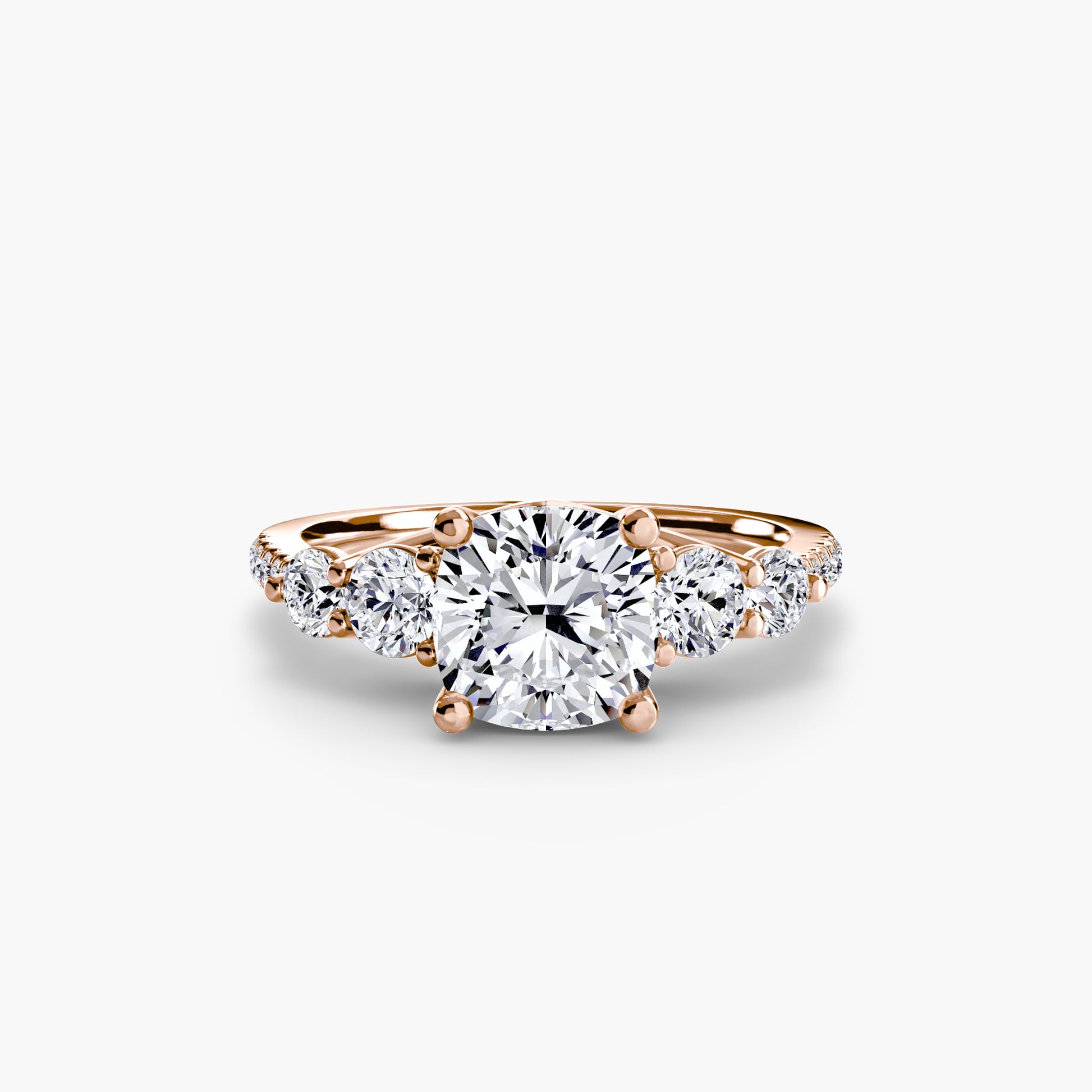 Five Stone Ring with Pavé Band Fantasilvia Jewelry