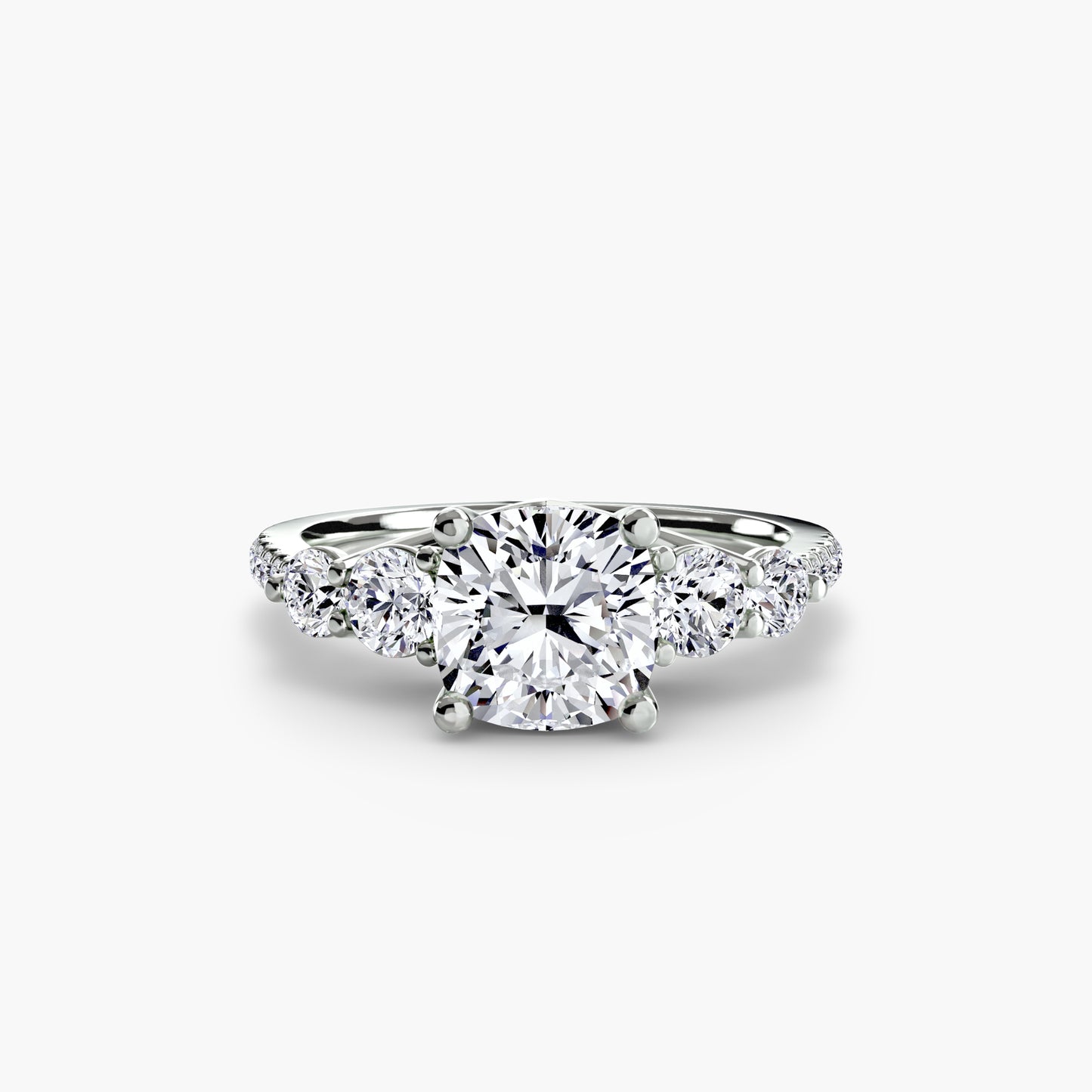 Five Stone Ring with Pavé Band Fantasilvia Jewelry