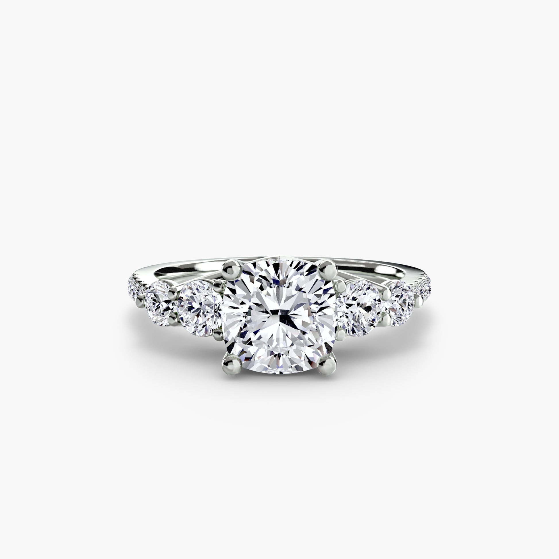 Five Stone Ring with Pavé Band Fantasilvia Jewelry