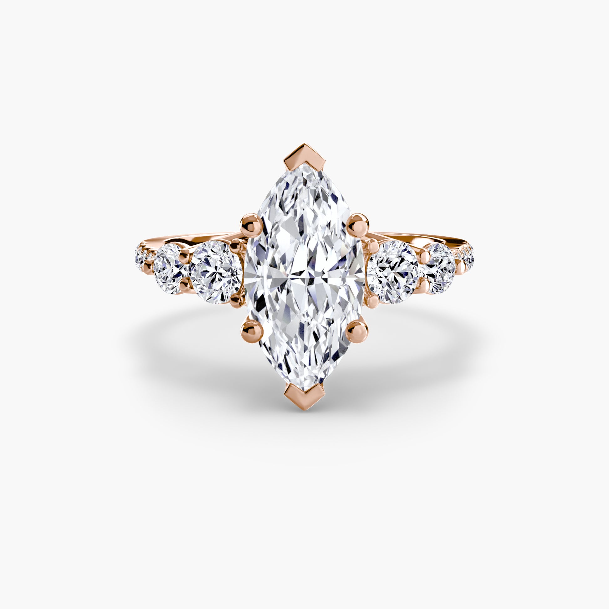Five Stone Ring with Pavé Band Fantasilvia Jewelry
