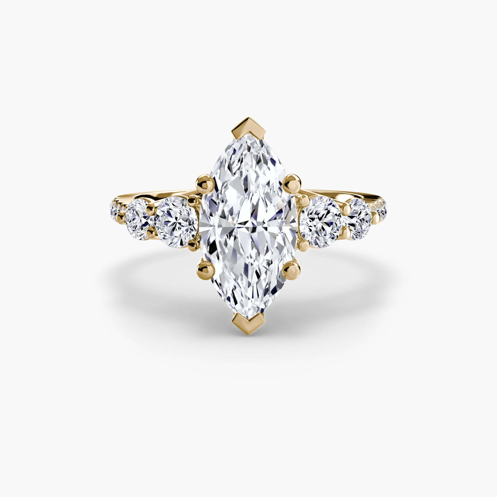 Five Stone Ring with Pavé Band Fantasilvia Jewelry