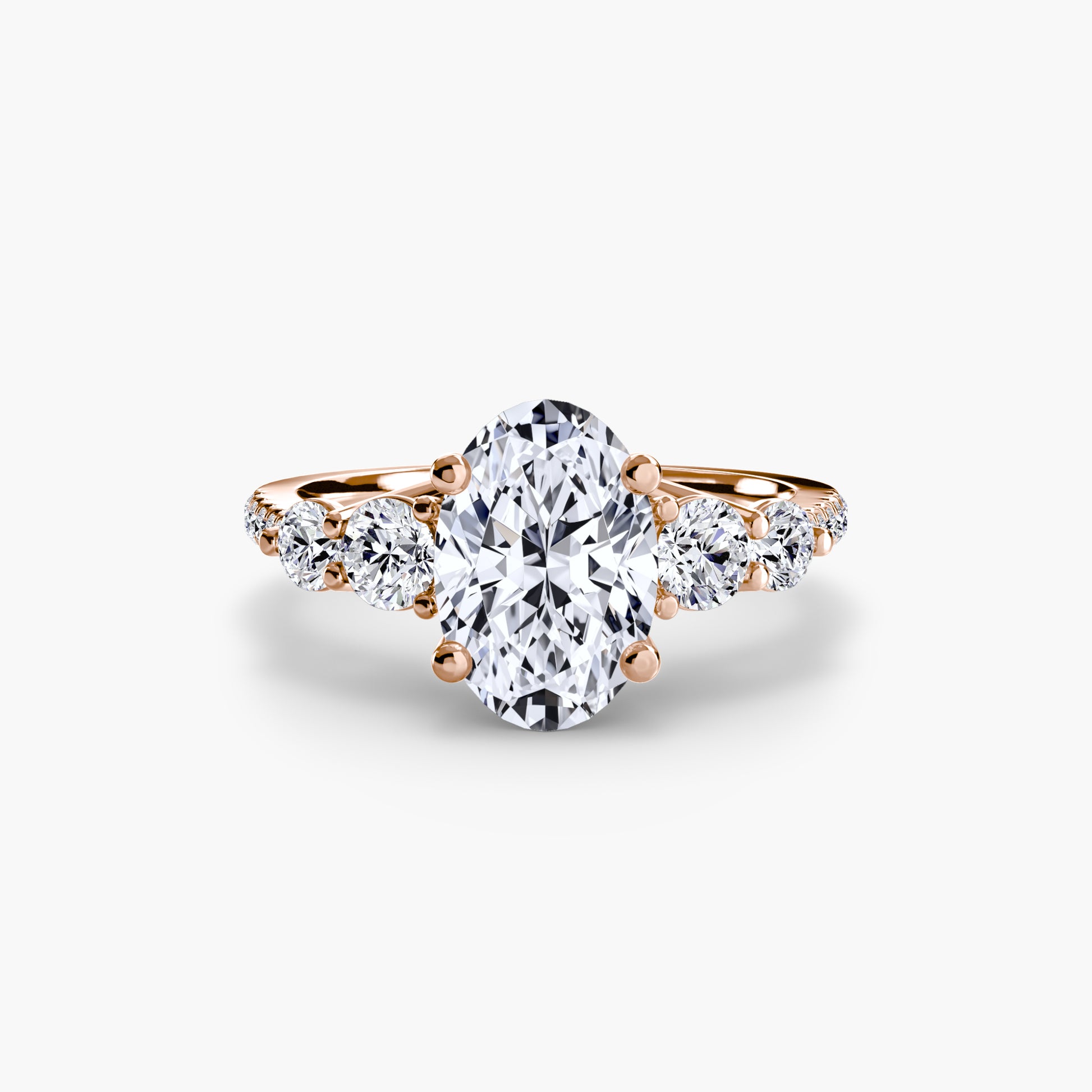 Five Stone Ring with Pavé Band Fantasilvia Jewelry