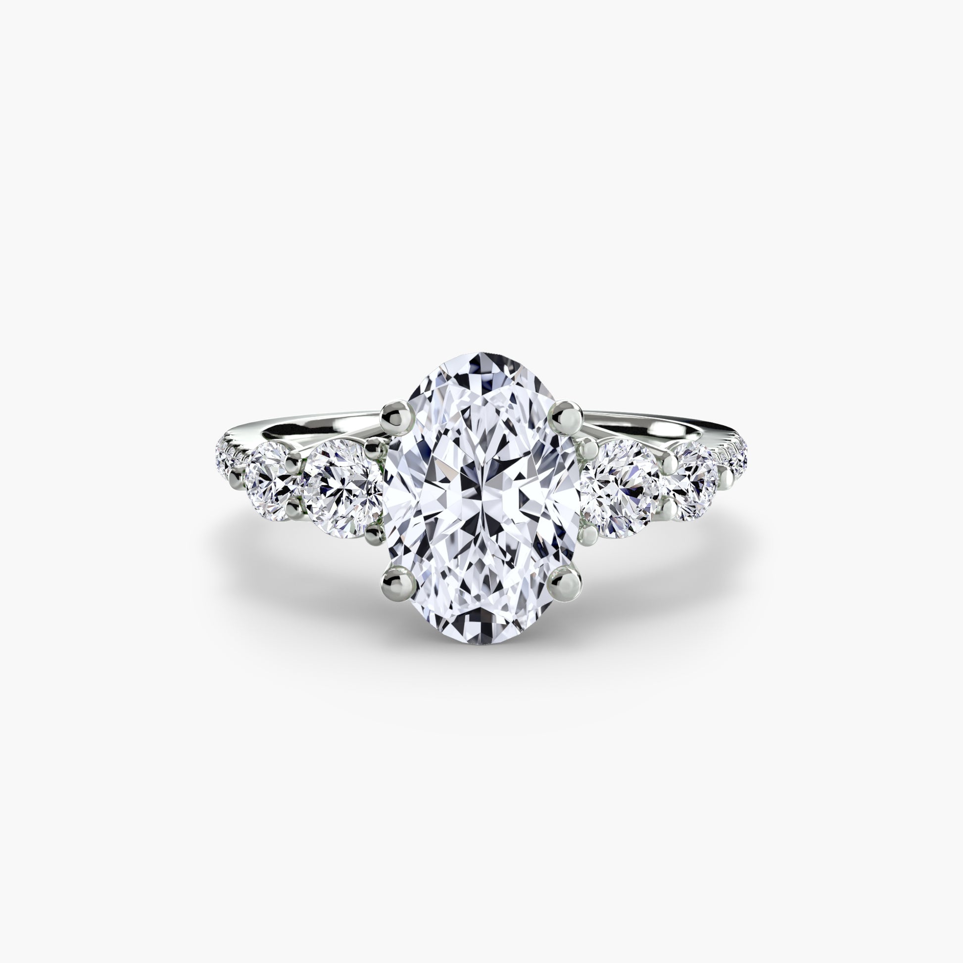 Five Stone Ring with Pavé Band Fantasilvia Jewelry