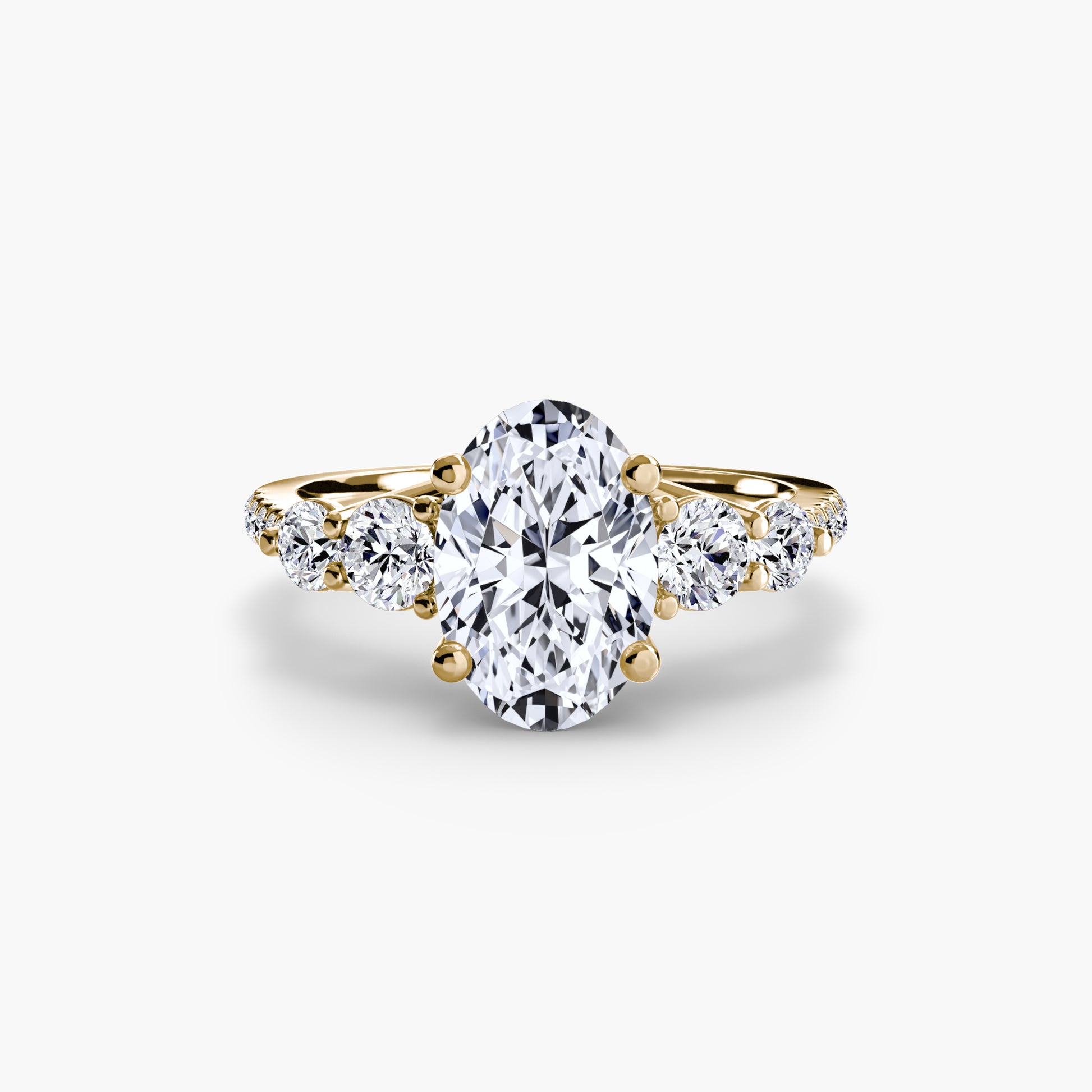 Five Stone Ring with Pavé Band Fantasilvia Jewelry