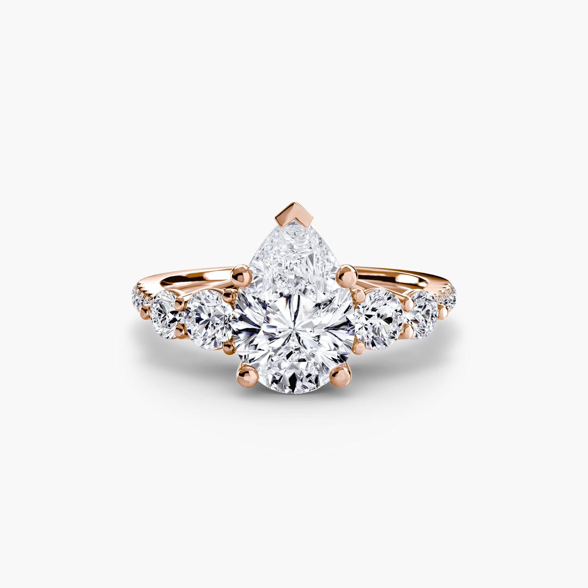 Five Stone Ring with Pavé Band Fantasilvia Jewelry