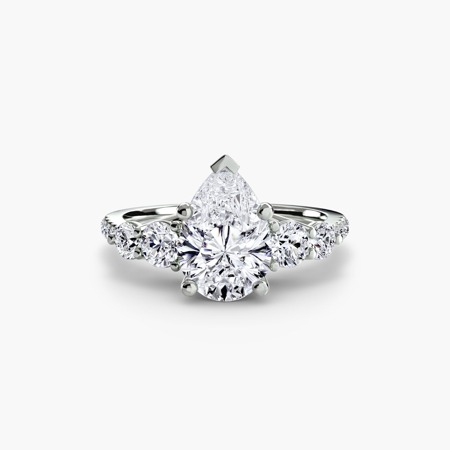 Five Stone Ring with Pavé Band Fantasilvia Jewelry