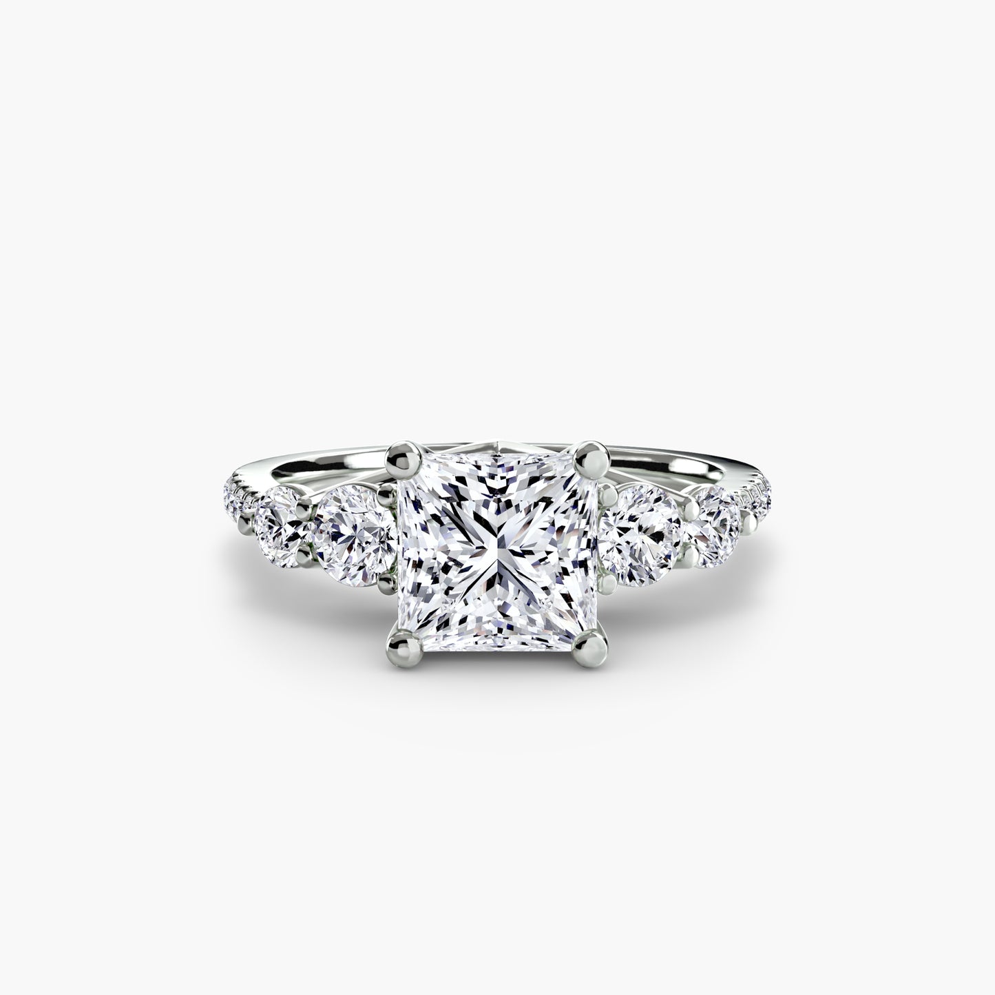 Five Stone Ring with Pavé Band Fantasilvia Jewelry