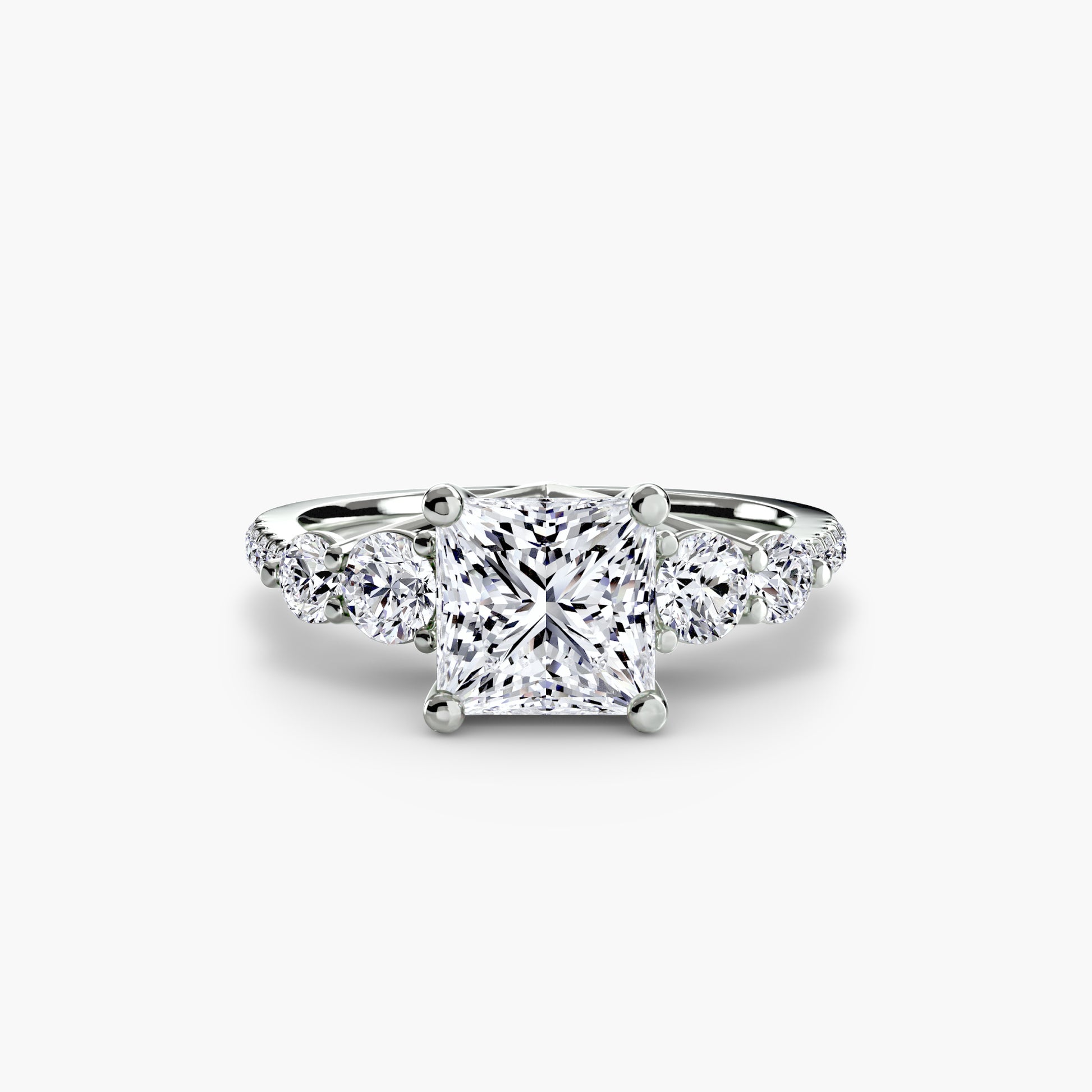 Five Stone Ring with Pavé Band Fantasilvia Jewelry